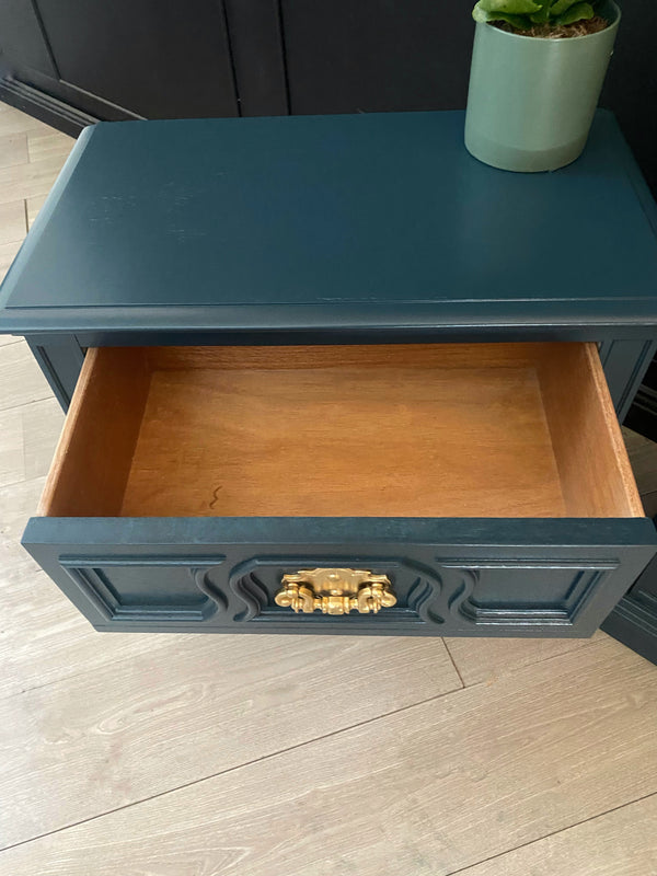 Mid-century bedside tables teal, view 3