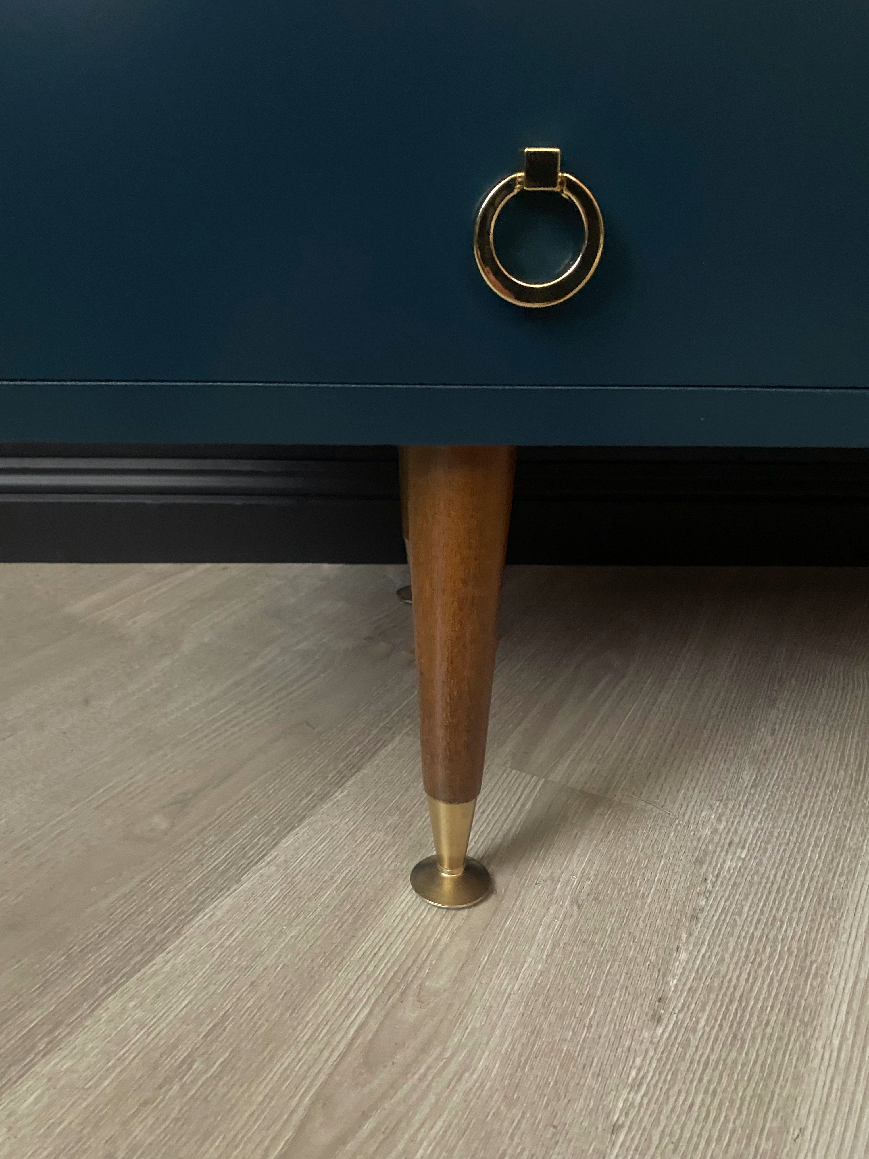 Blue mid century lowline cabinet / dresser