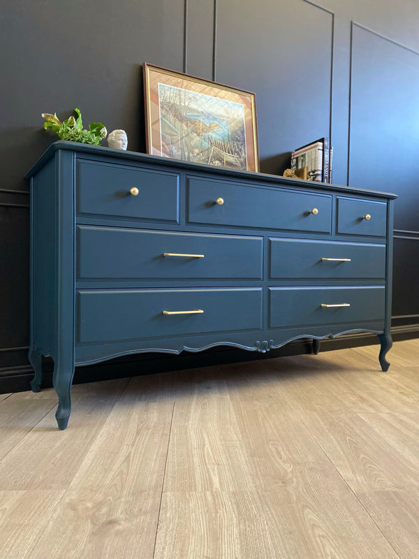 Mid-century dresser teal blue