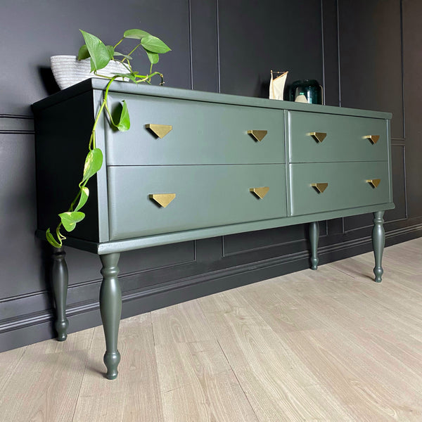 Mid-century dresser dark green, view 3