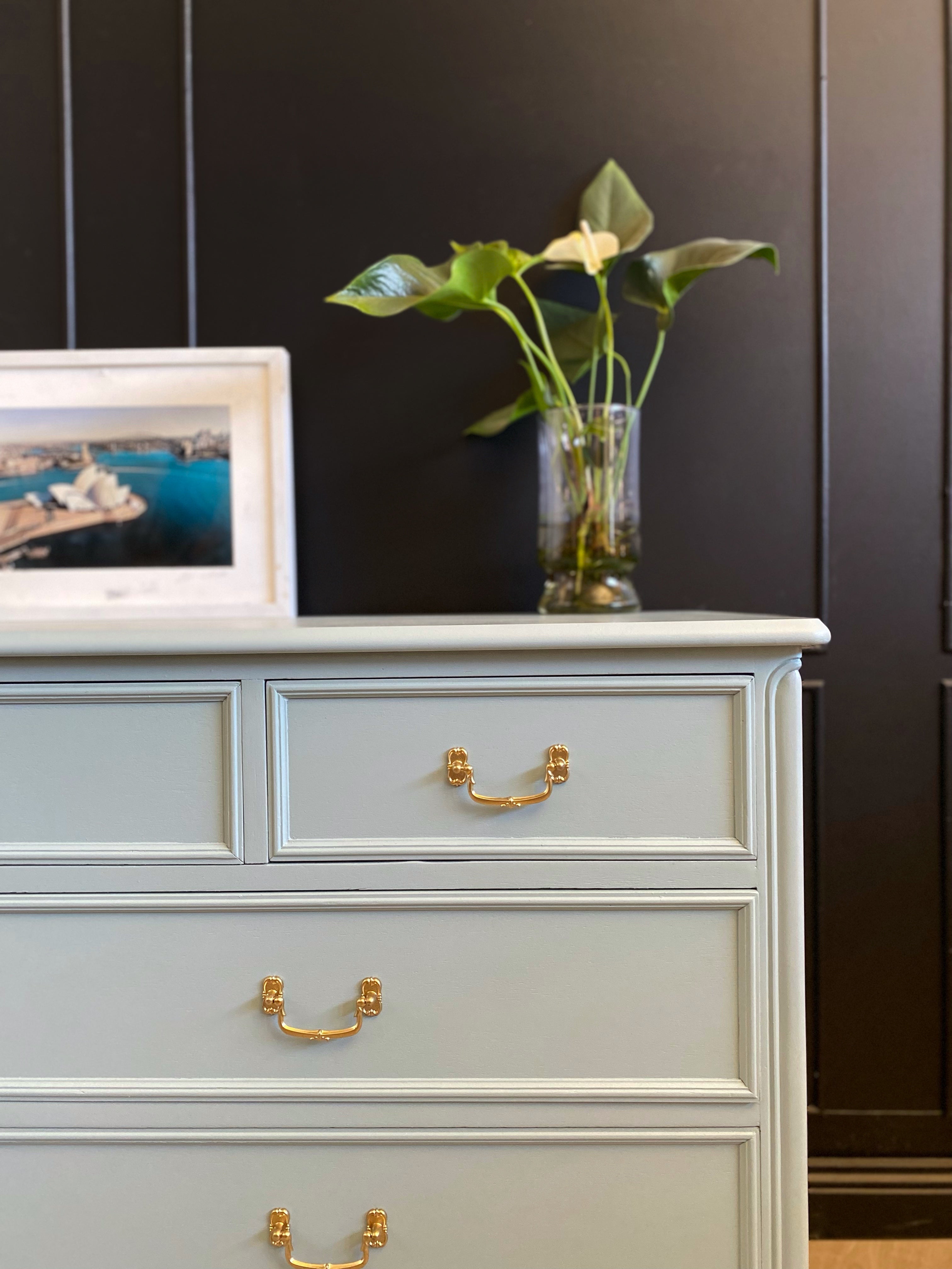 Gorgeous dresser with stunning gold hardware
