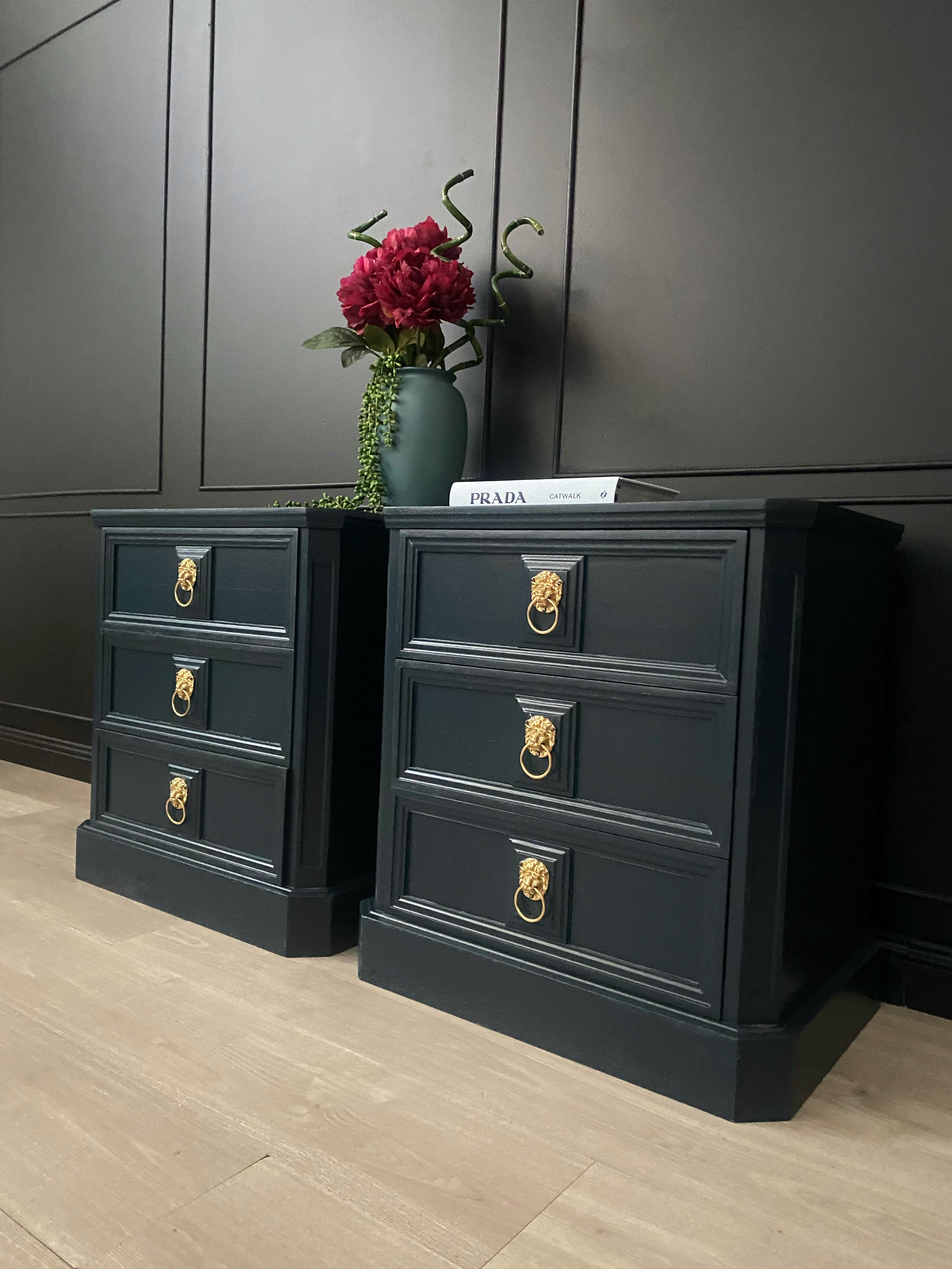 ‘Buttery Brothers’ blue bedside tables