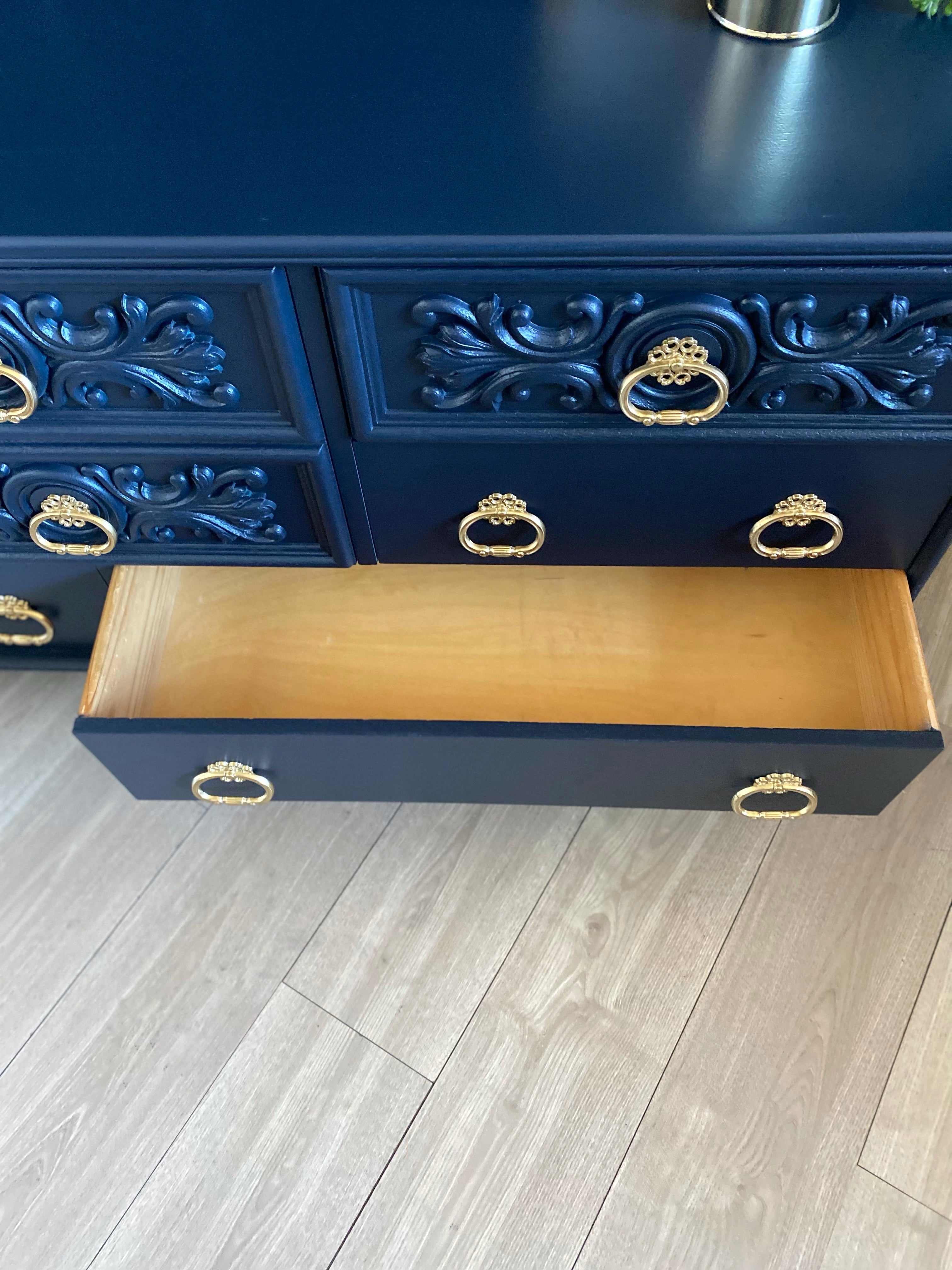 Hayson blue dresser / drawers with original gold handles