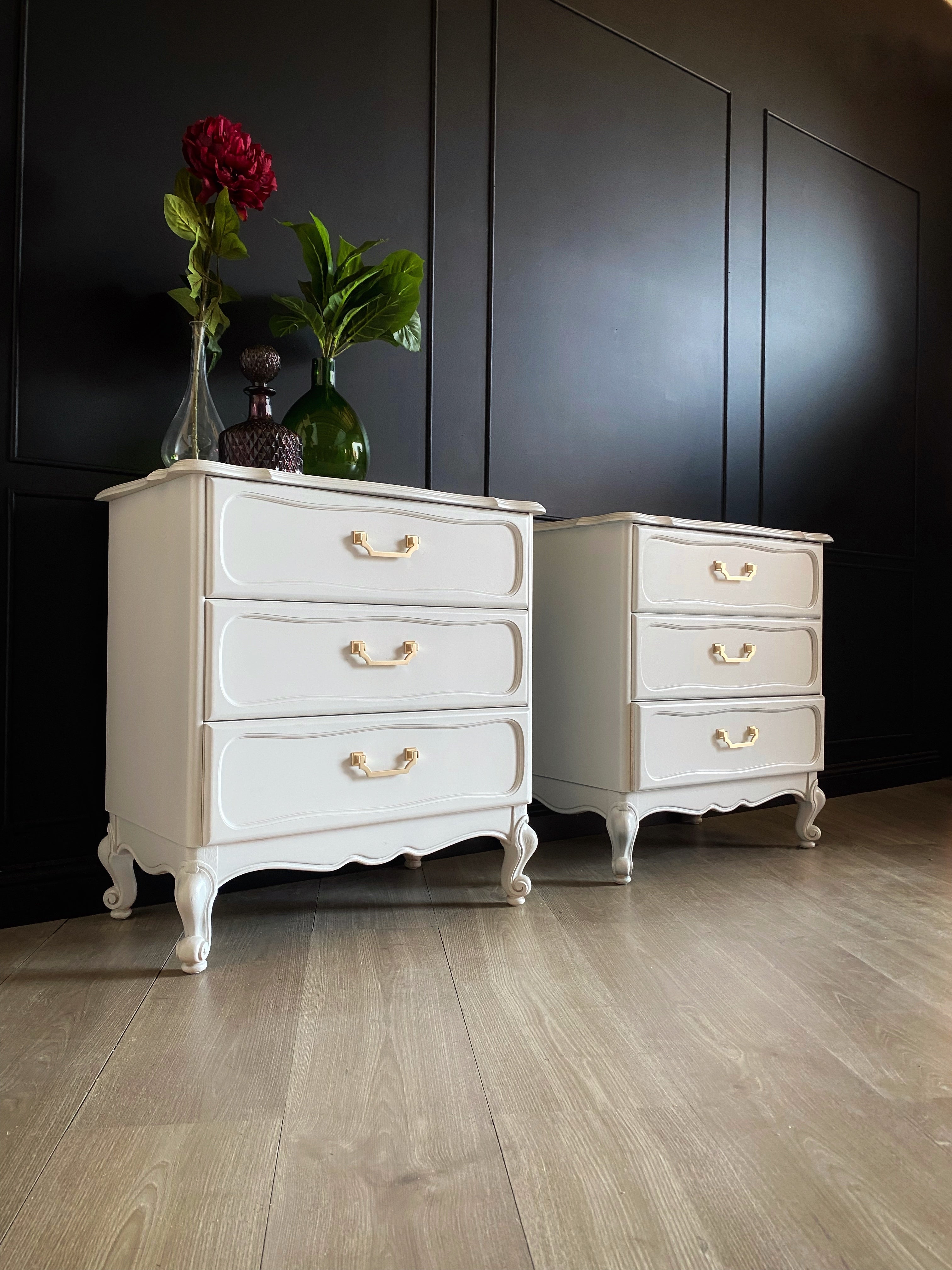 Elegant off-white bedside tables