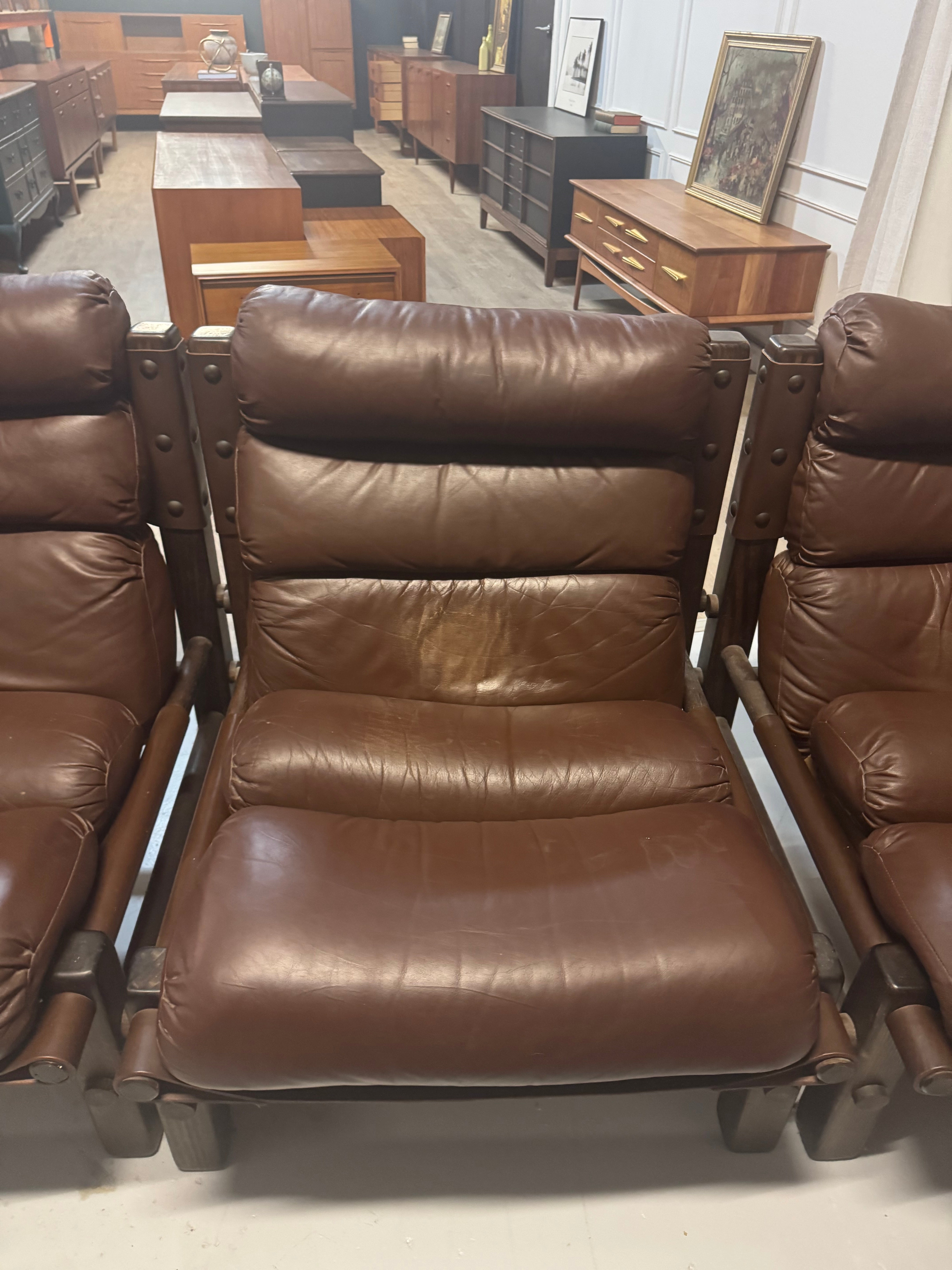 Norman Archibald for Nore Furniture - 3 seater leather lounge and ottoman