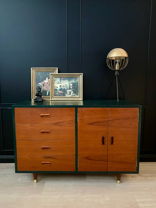 Mid-century cabinet teak forest green, view 2