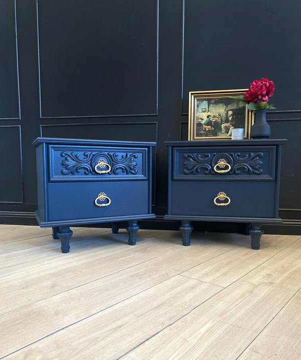 Hayson Furniture bedside tables dark blue