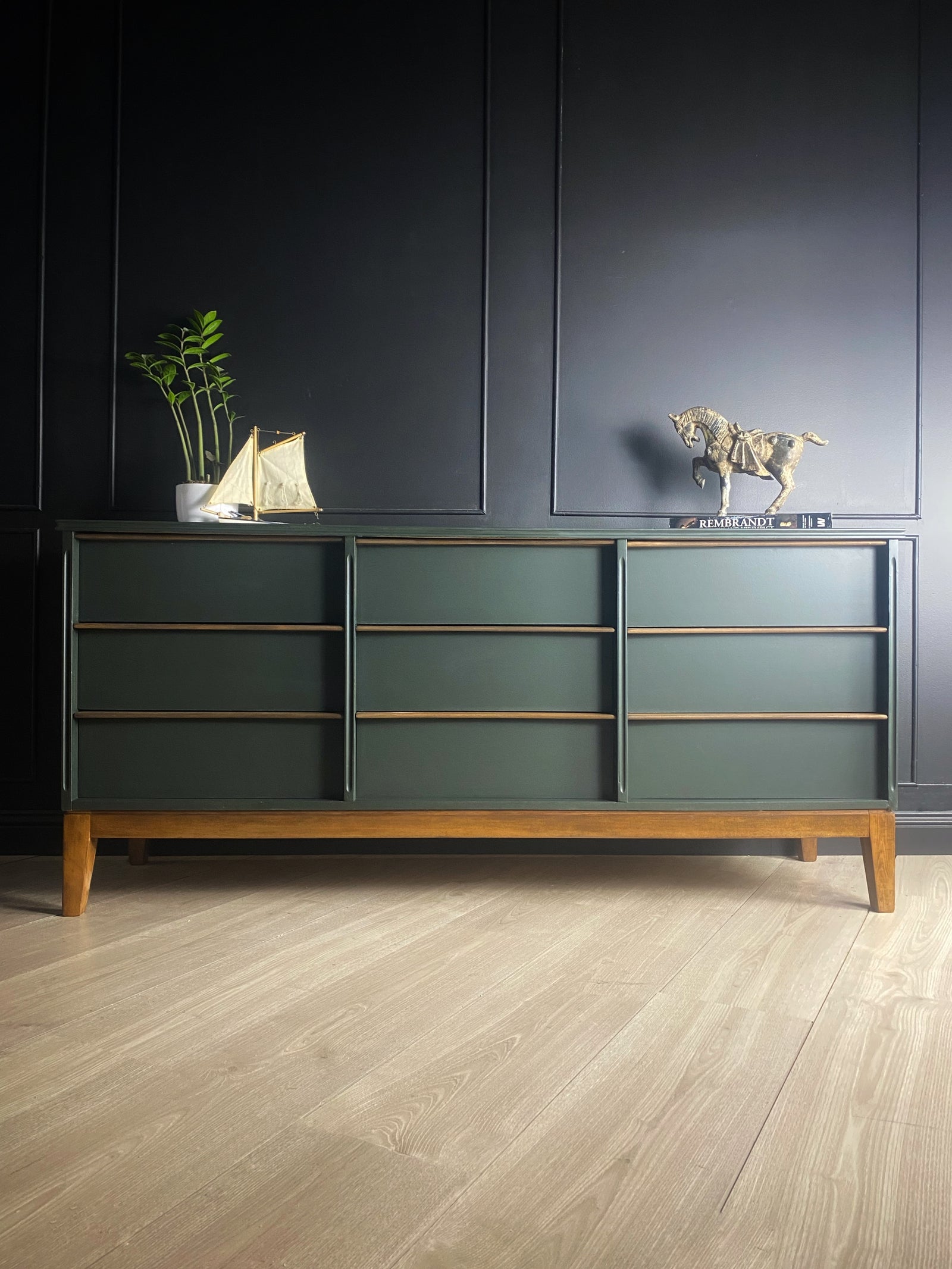 Hayson Furniture dresser walnut dark green