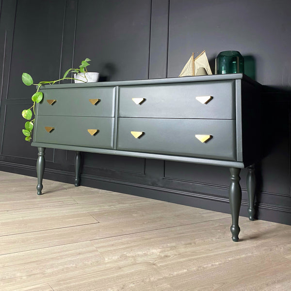 Mid-century dresser dark green, view 2