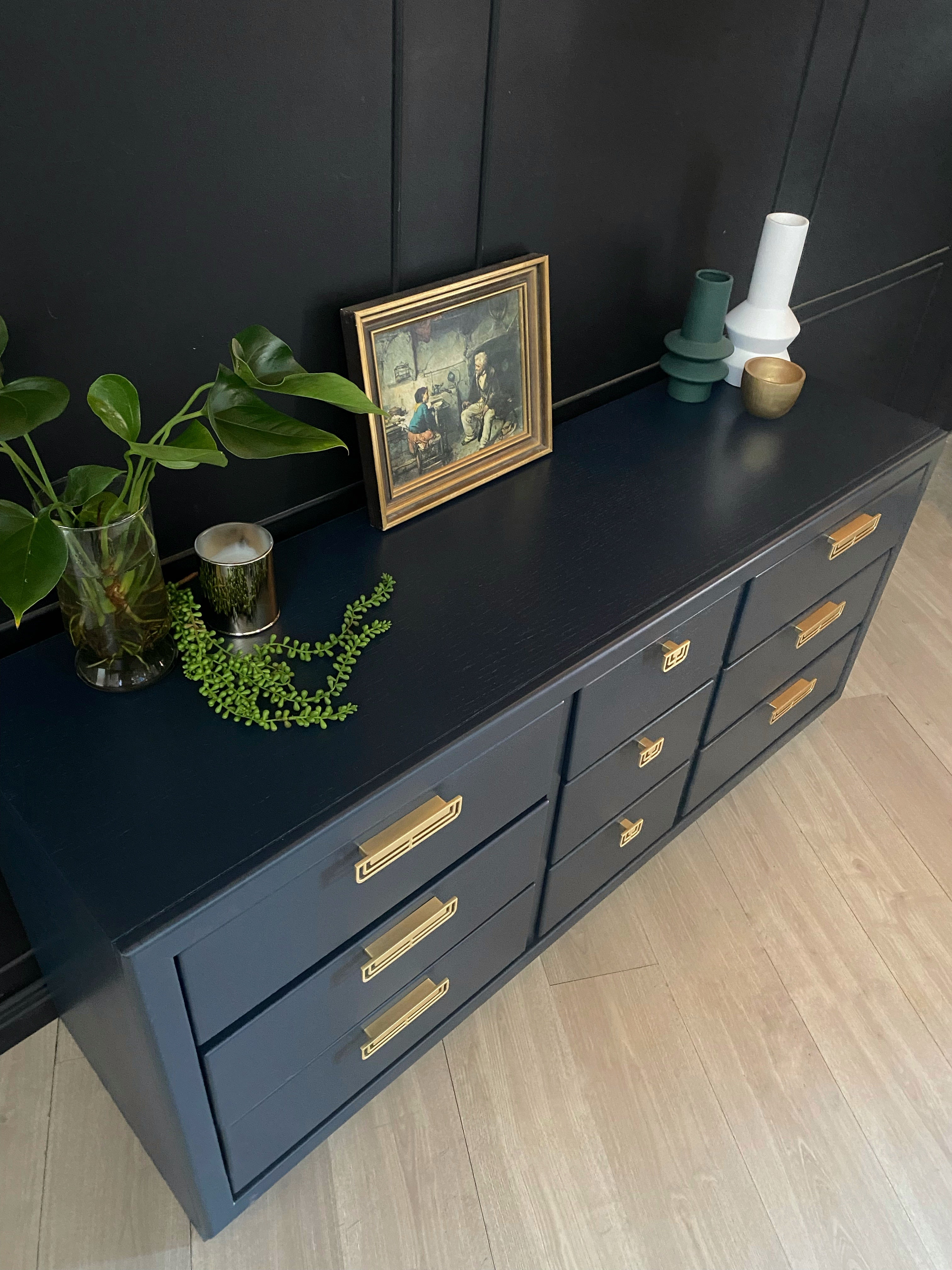 Stunning Blue 9 Drawer Dresser