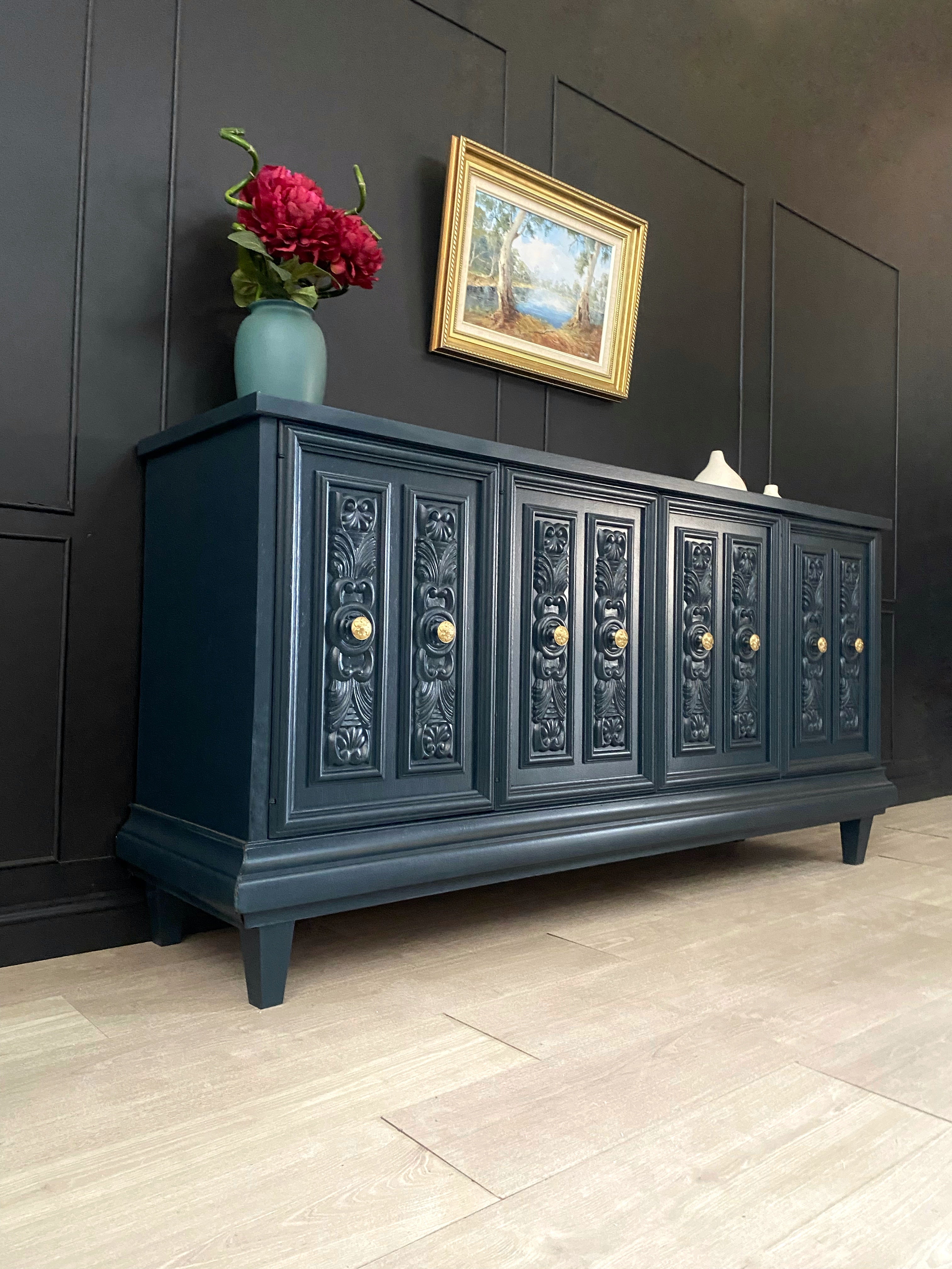‘Burgess Furniture’ sideboard / buffet dark blue