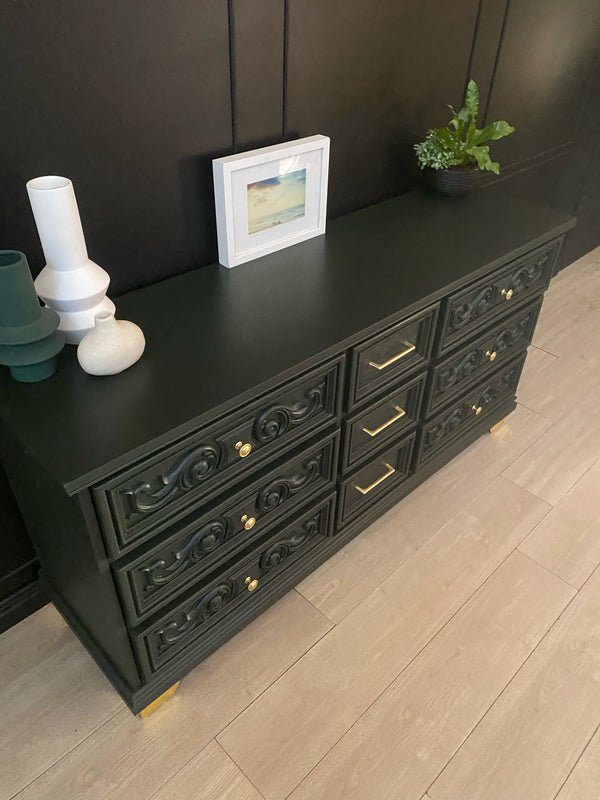 Reliance Furniture dresser dark forest green, view 7