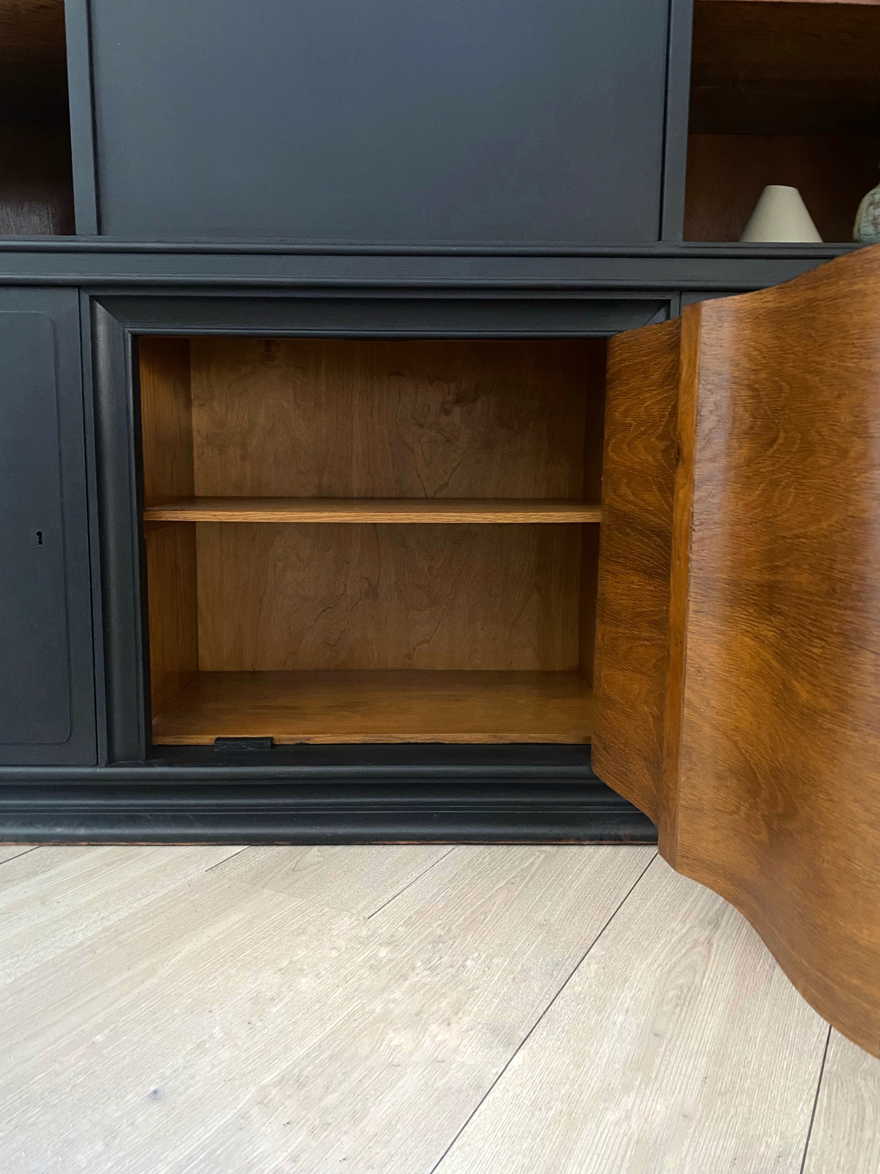 Black European Antique Bookcase with Stunning Walnut Finish