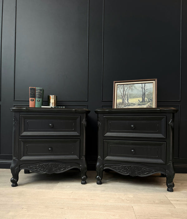 Mid-century bedside tables black, view 3