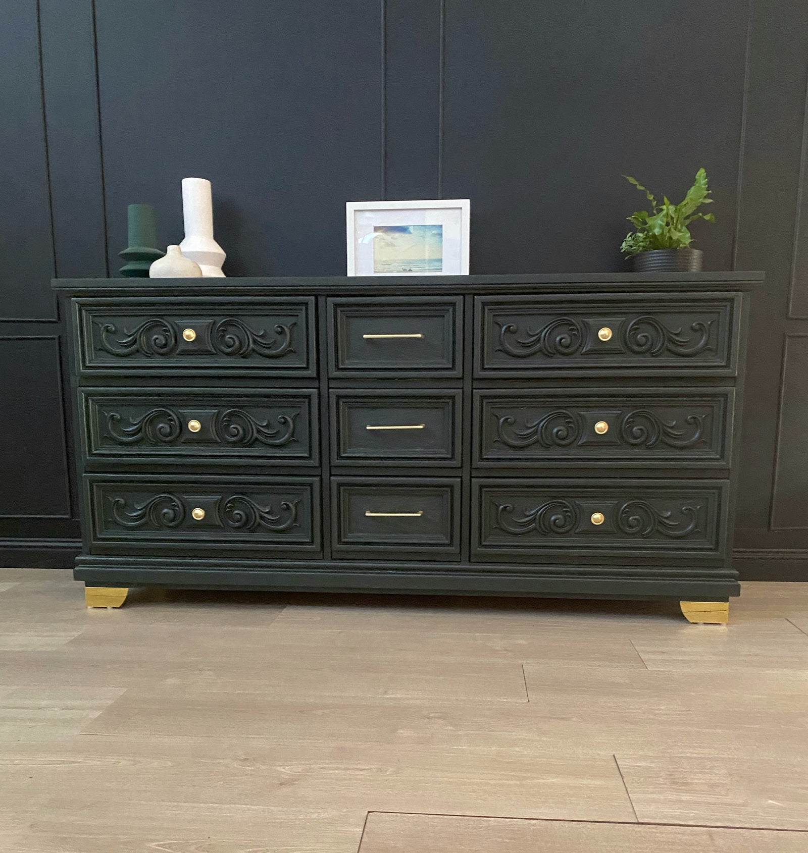 Reliance Furniture dresser dark forest green