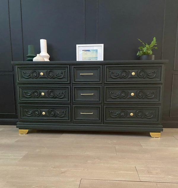 Reliance Furniture dresser dark forest green