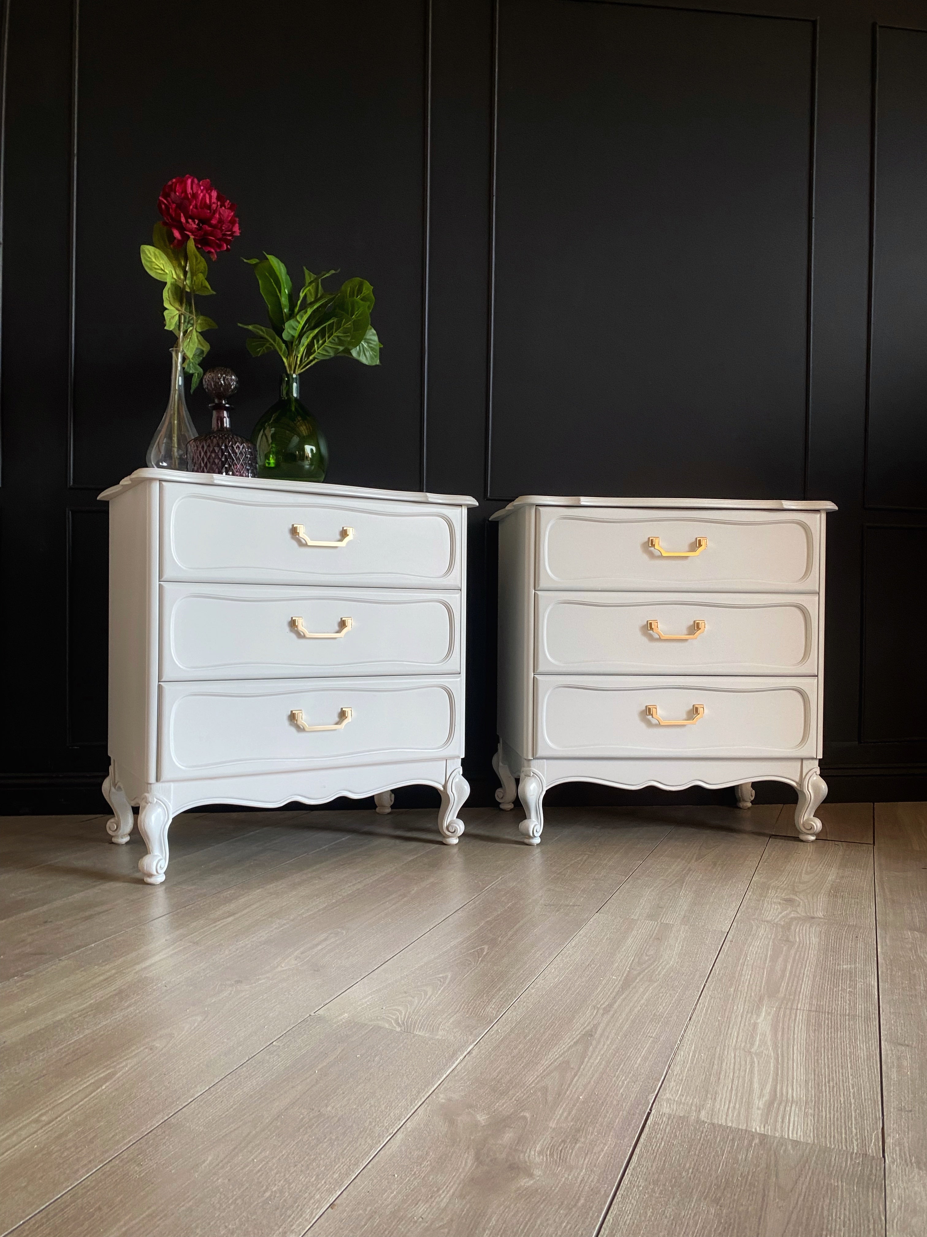 Elegant off-white bedside tables