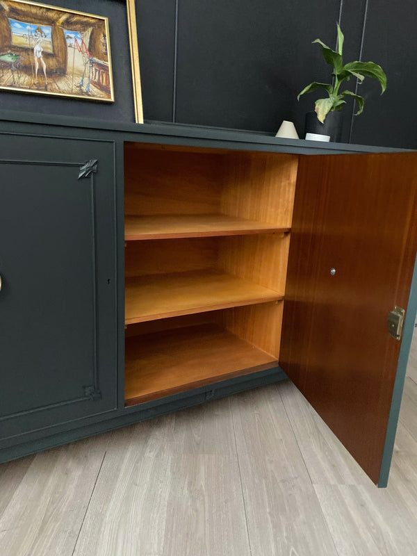 Mid-century sideboard dark green, view 7
