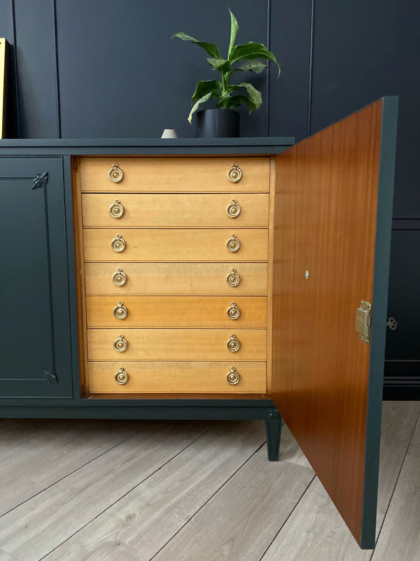 Mid-century sideboard dark green, view 8