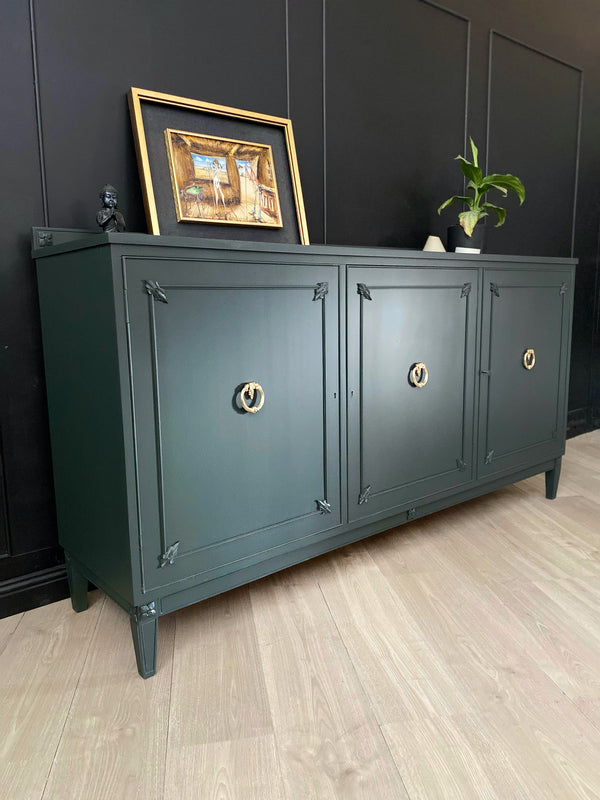 Mid-century sideboard dark green, view 2