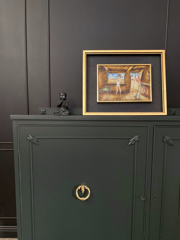 Mid-century sideboard dark green, view 4