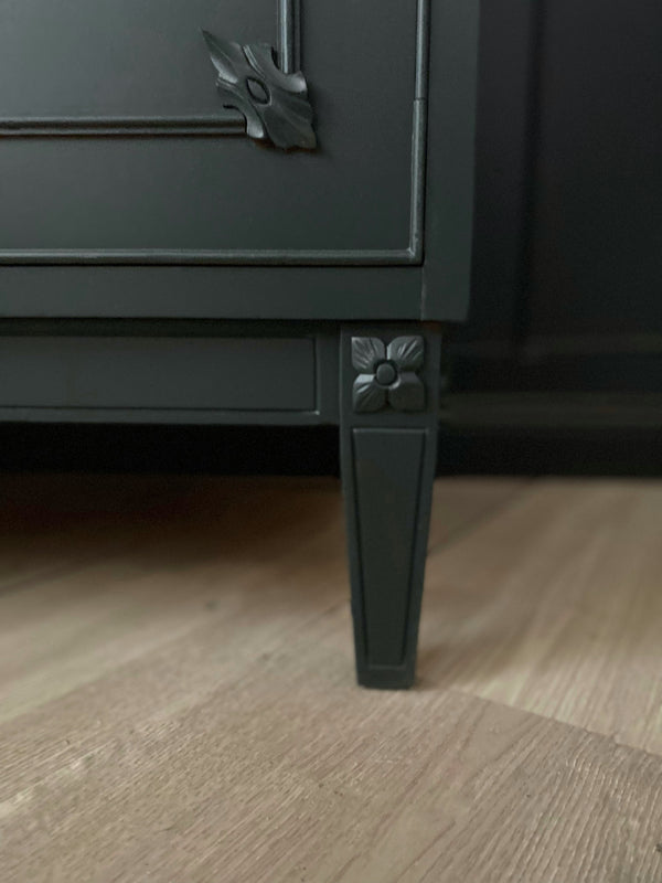 Mid-century sideboard dark green, view 9