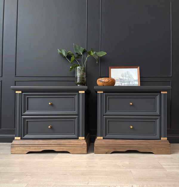 Drexel Furniture bedside tables charcoal, view 2