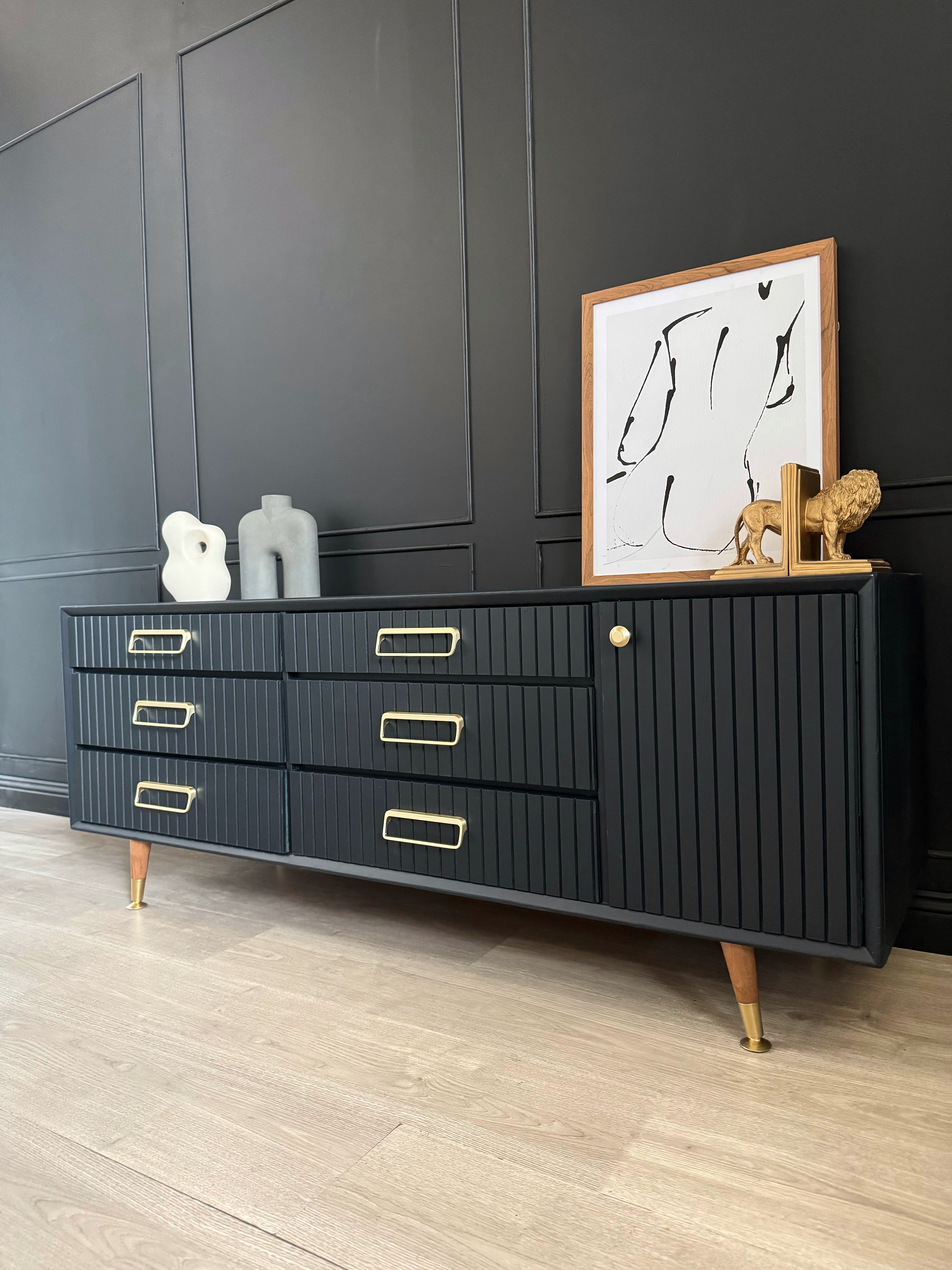 MCM dresser with swing out shelves
