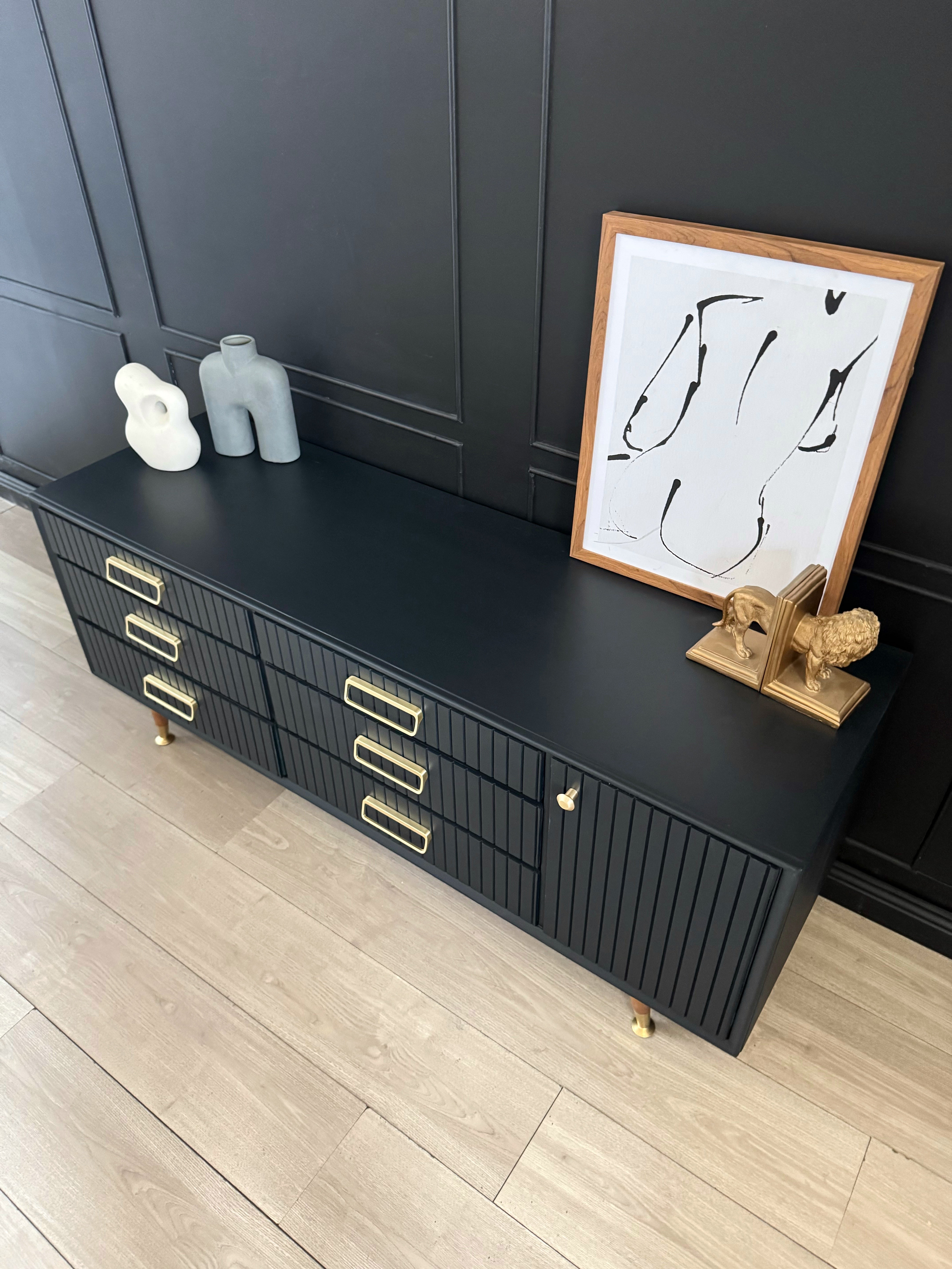 MCM dresser with swing out shelves