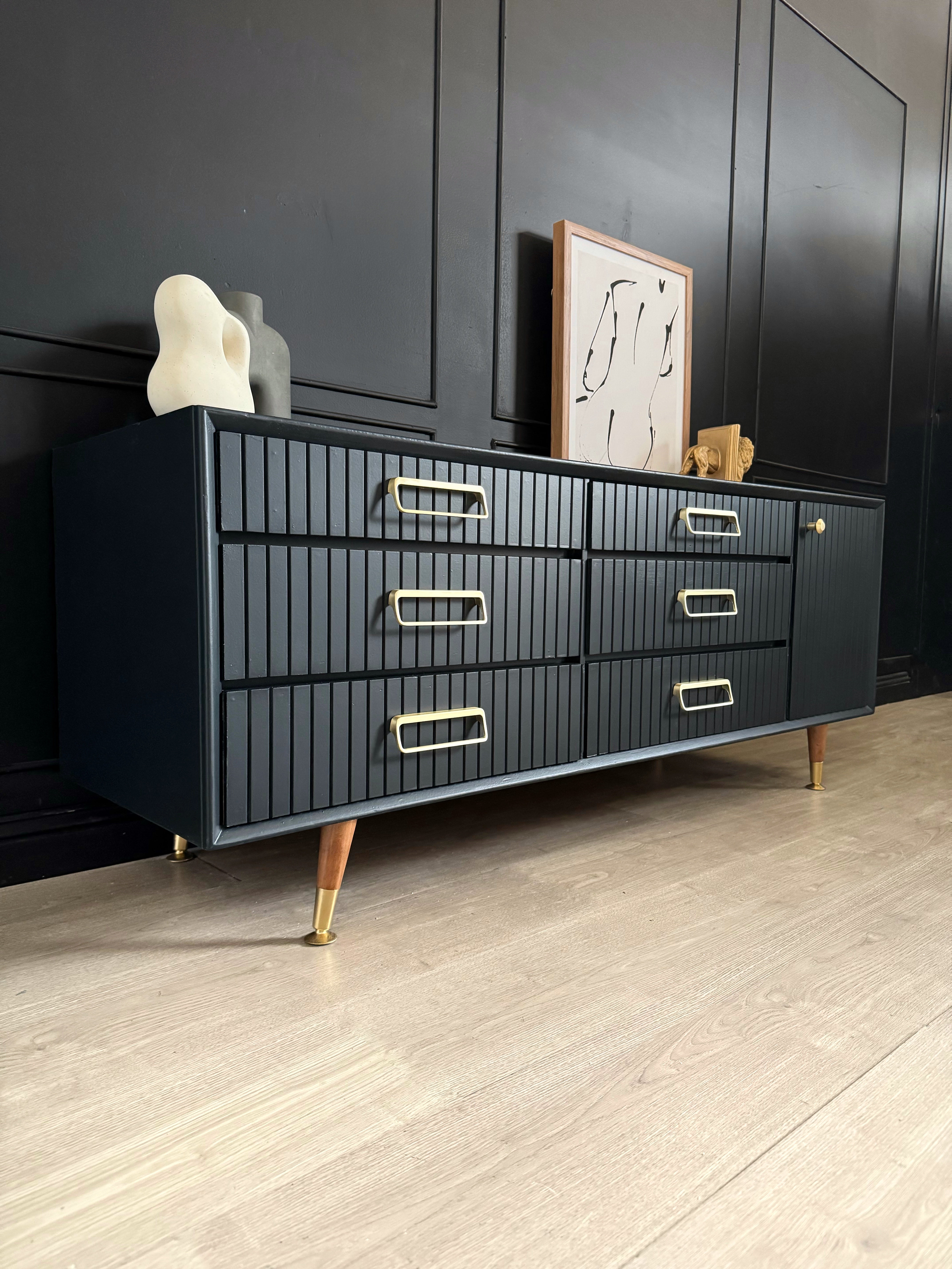 MCM dresser with swing out shelves