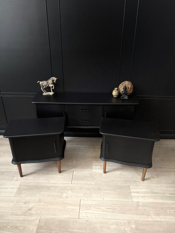 Mid-century bedside tables black, view 7