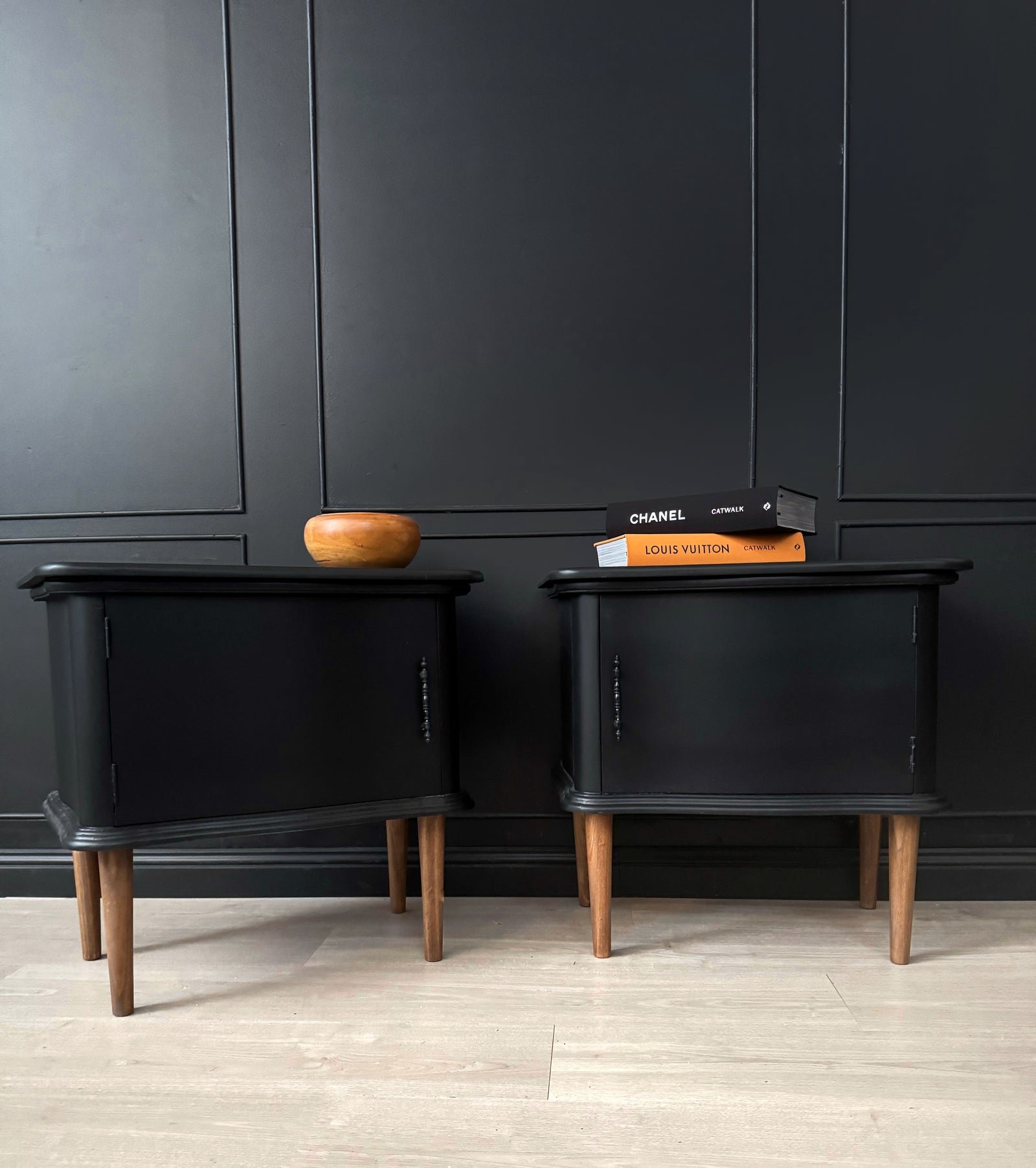 Mid-century bedside tables black
