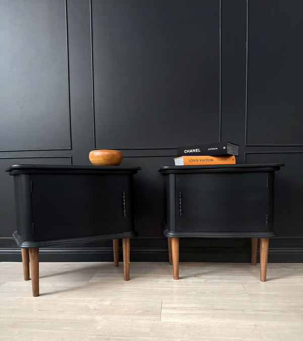 Mid-century bedside tables black