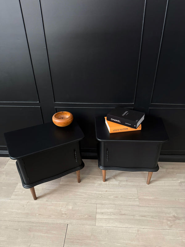 Mid-century bedside tables black, view 4