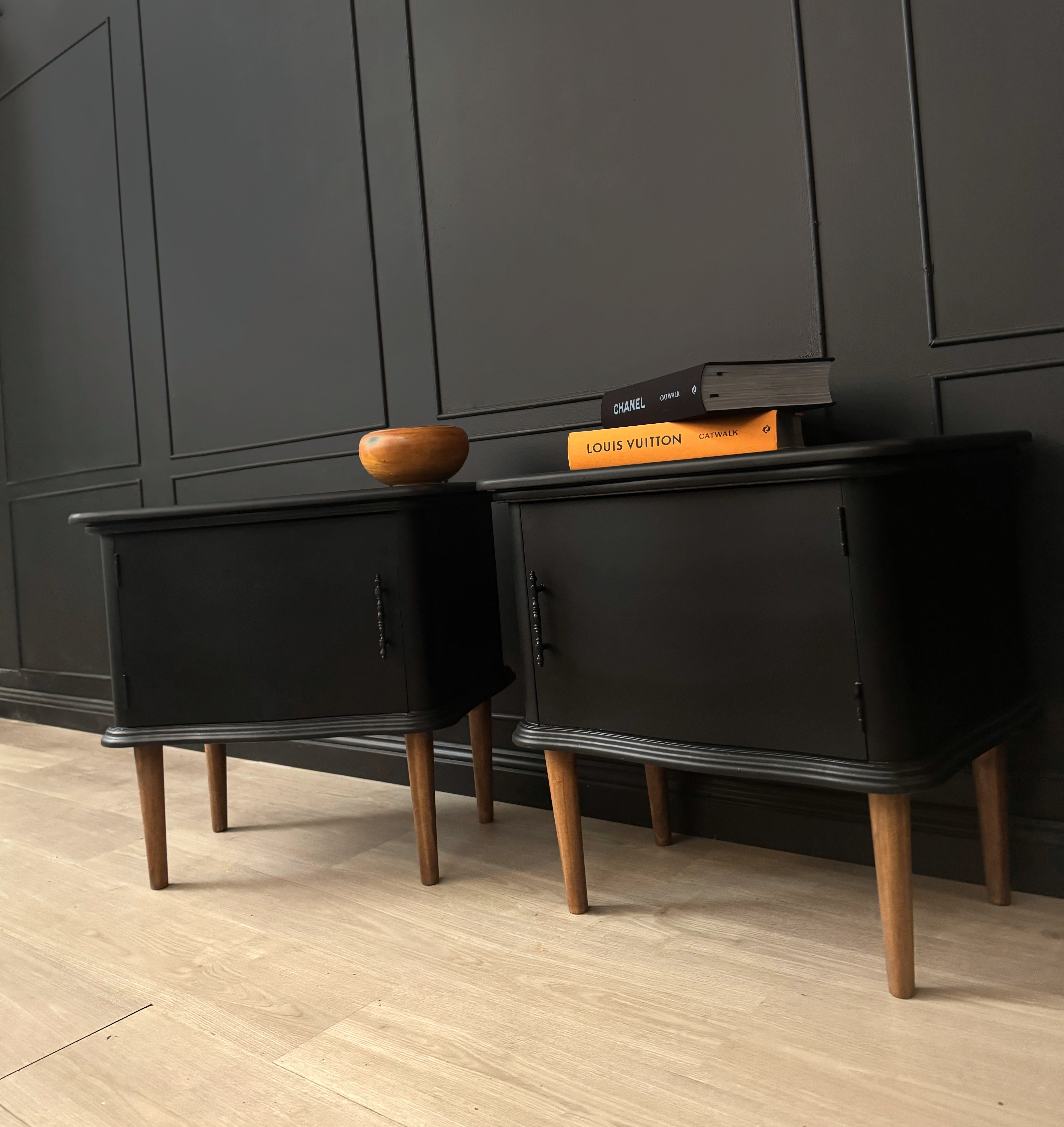 Beautiful Serpentine bedside tables