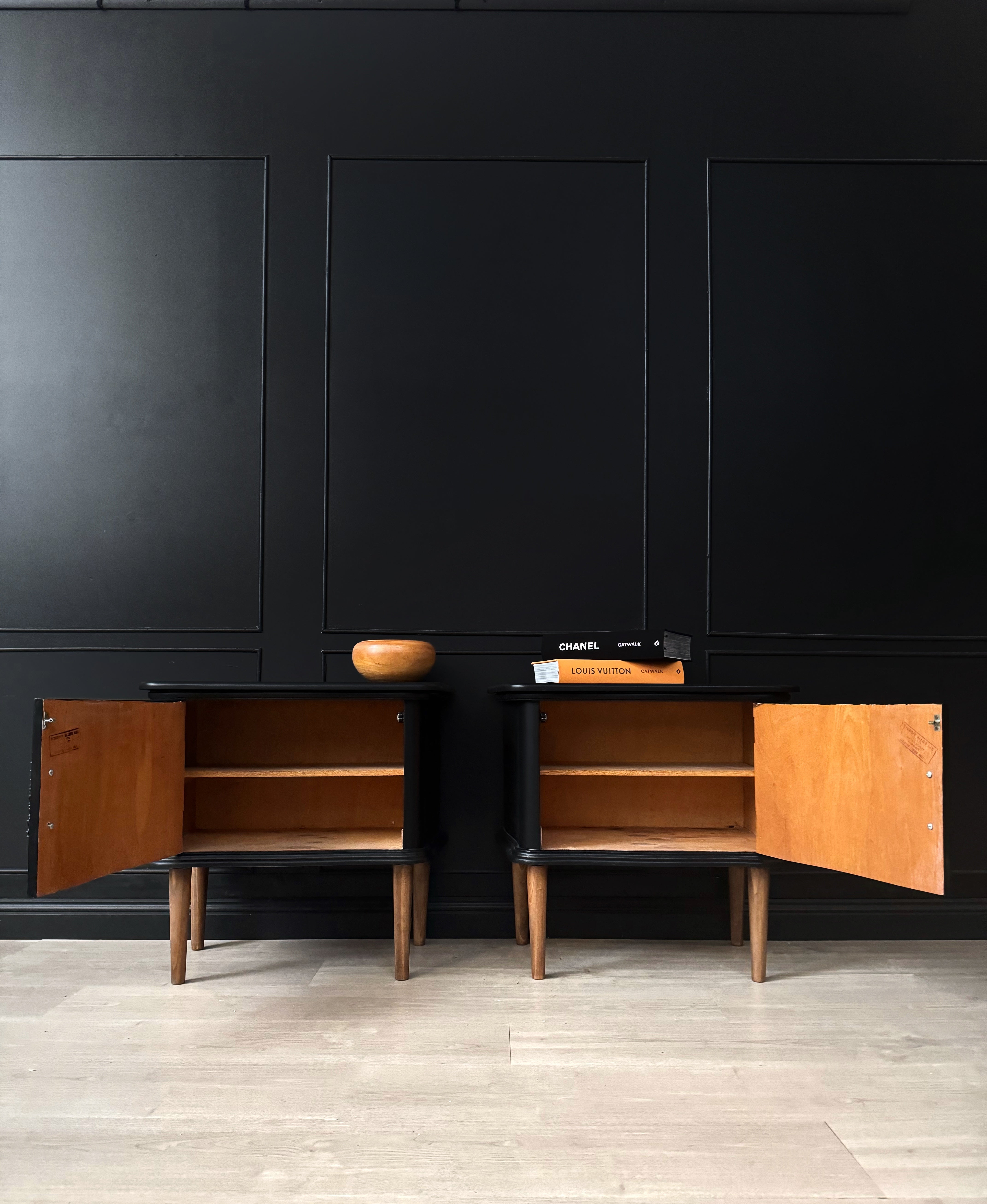 Beautiful Serpentine bedside tables