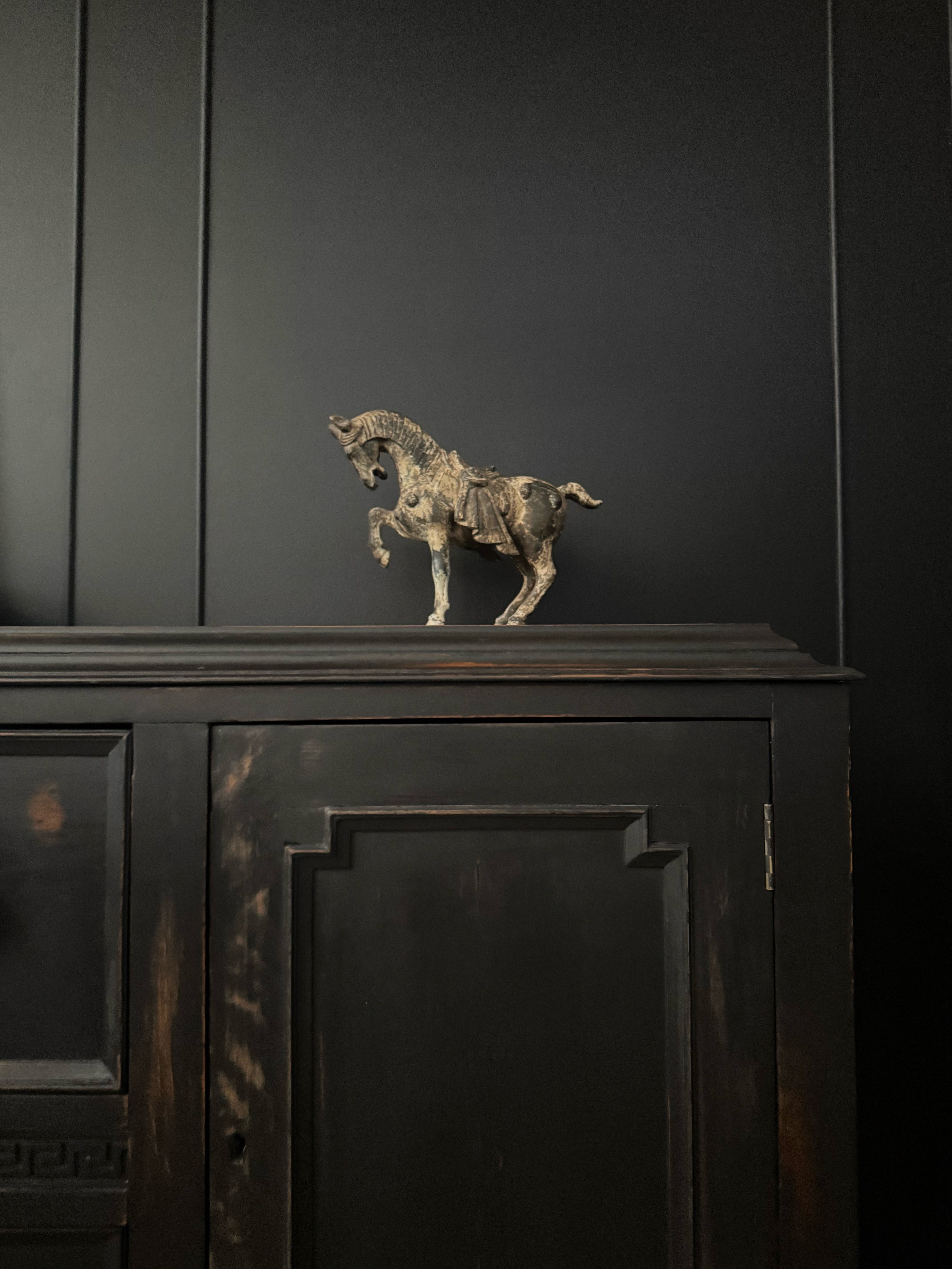 Black distressed Jacobean buffet / sideboard with stunning legs and beautiful hardware