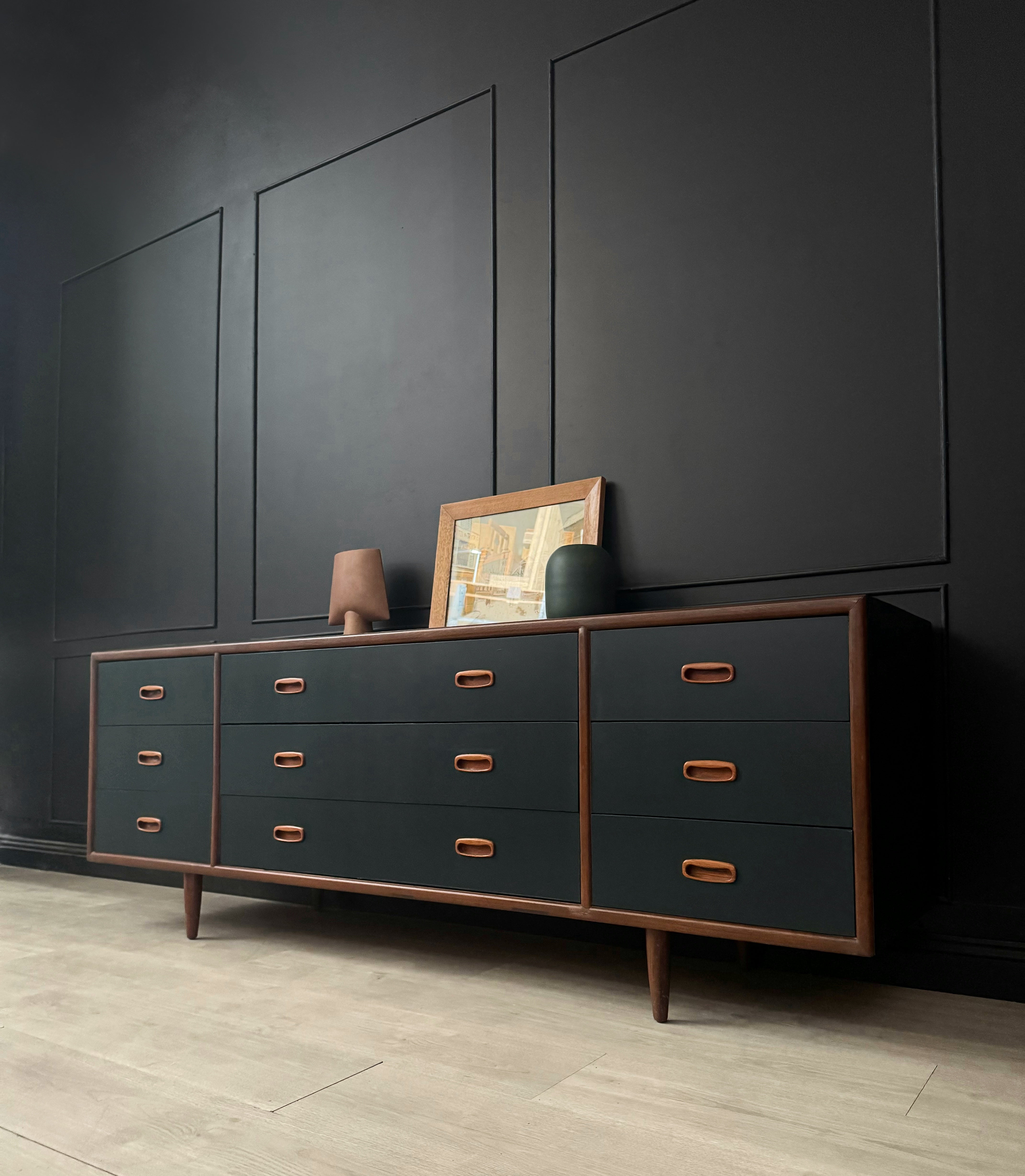 ‘Alrob’ mid century vintage dresser - dark forest green