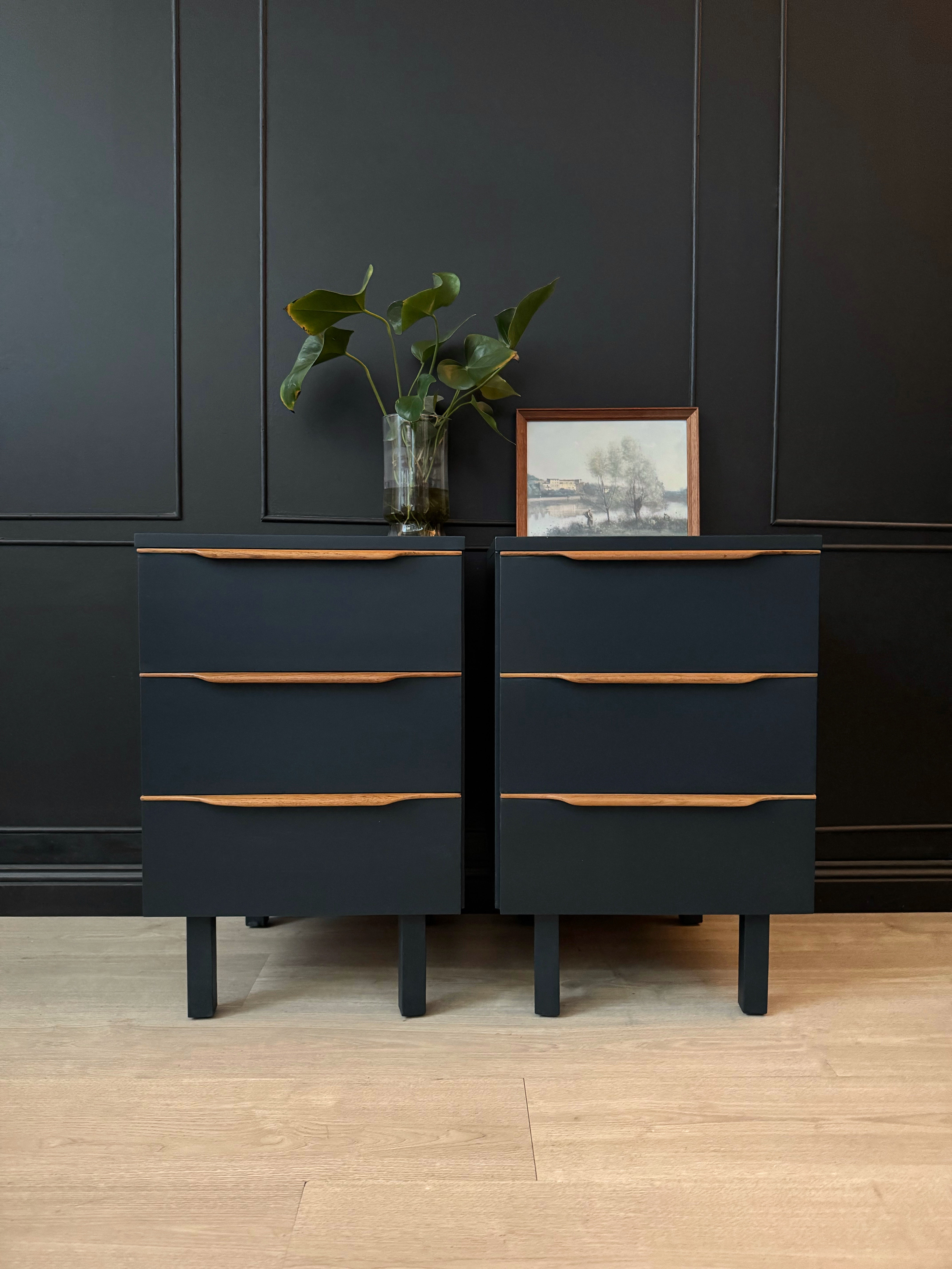 ‘Macrob Furniture’ vintage bedside tables - blue