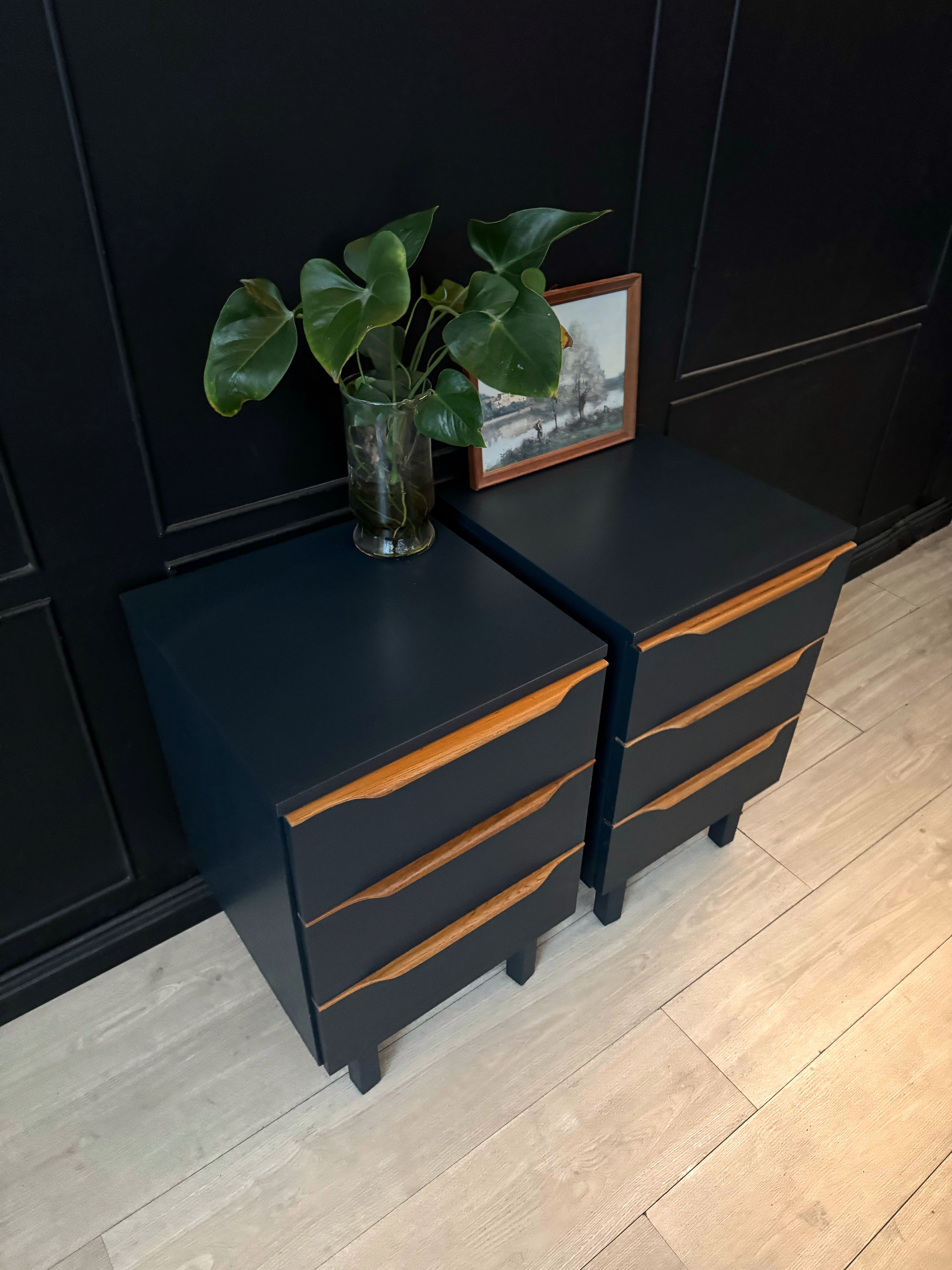 ‘Macrob Furniture’ vintage bedside tables - blue