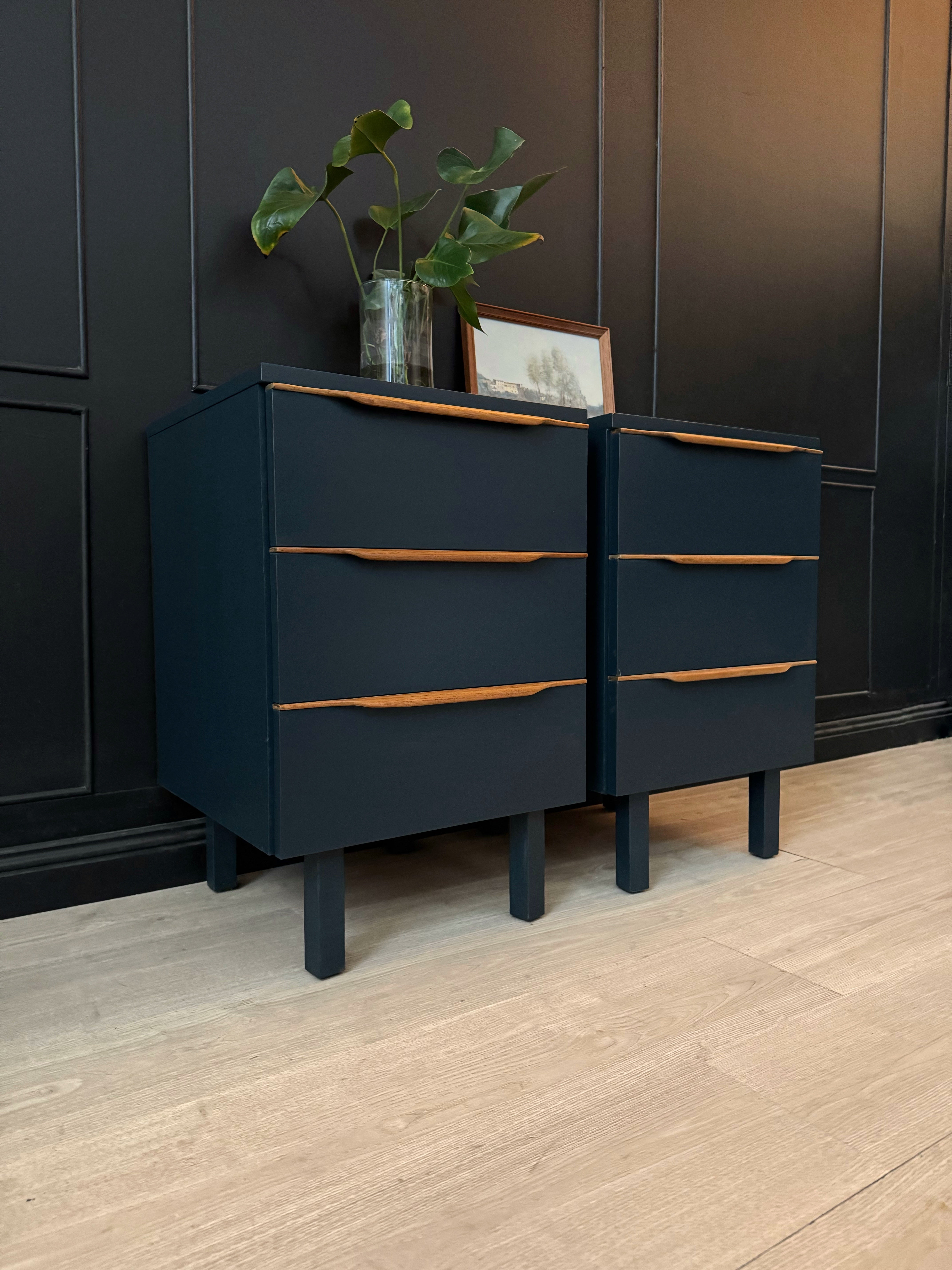 ‘Macrob Furniture’ vintage bedside tables - blue