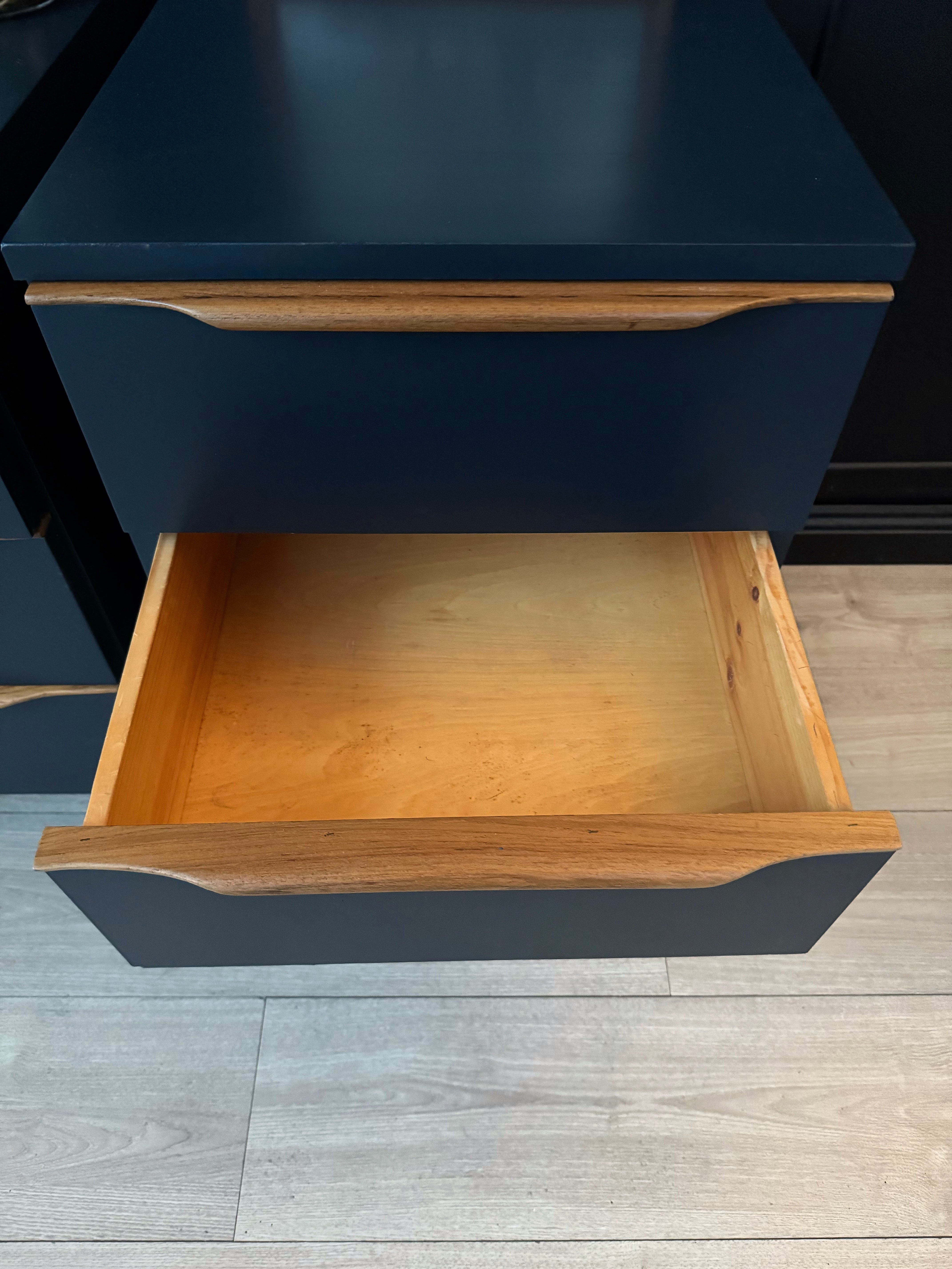 ‘Macrob Furniture’ vintage bedside tables - blue