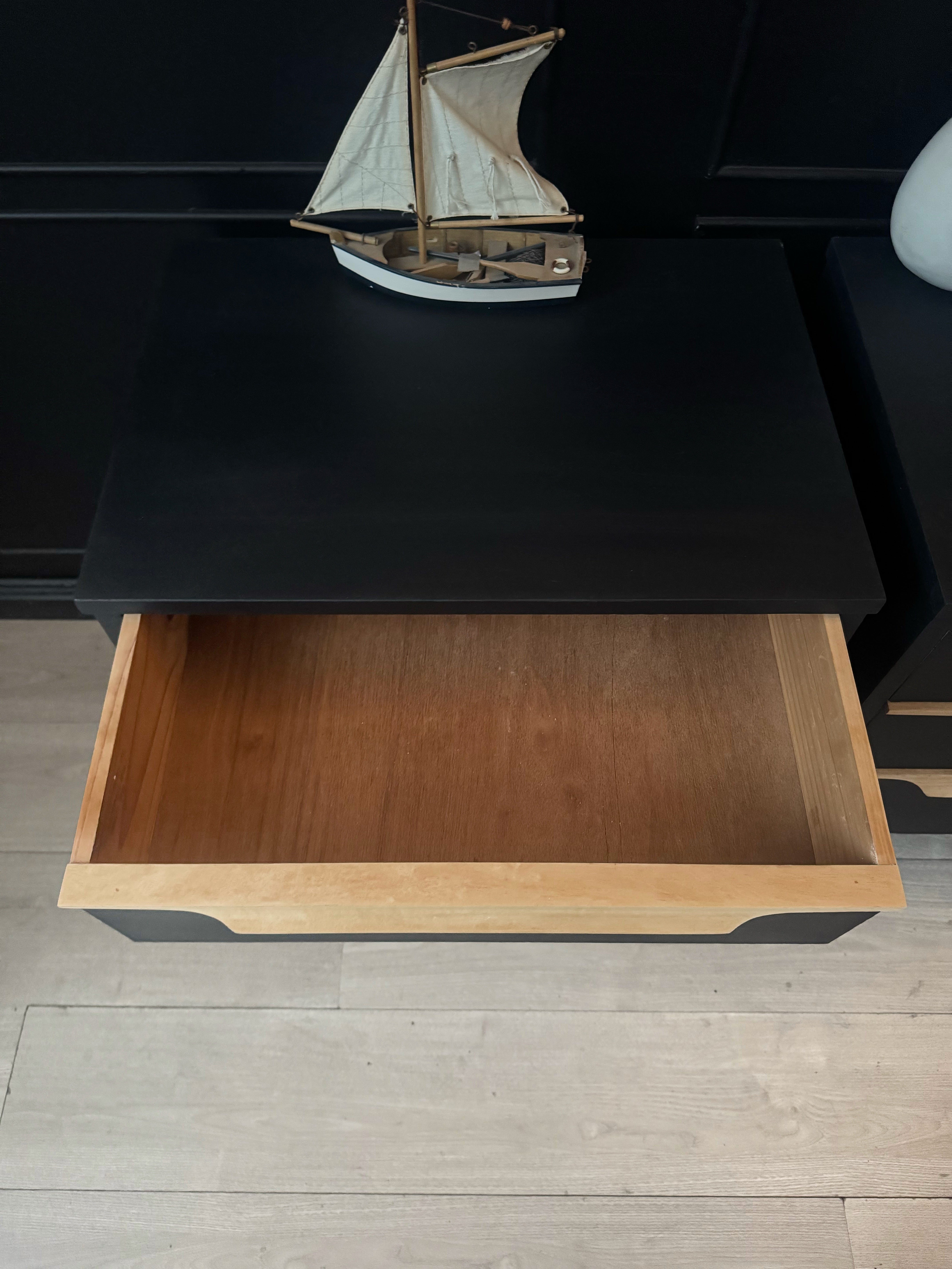 ‘Reliance Furniture’ bedside tables - dark blue