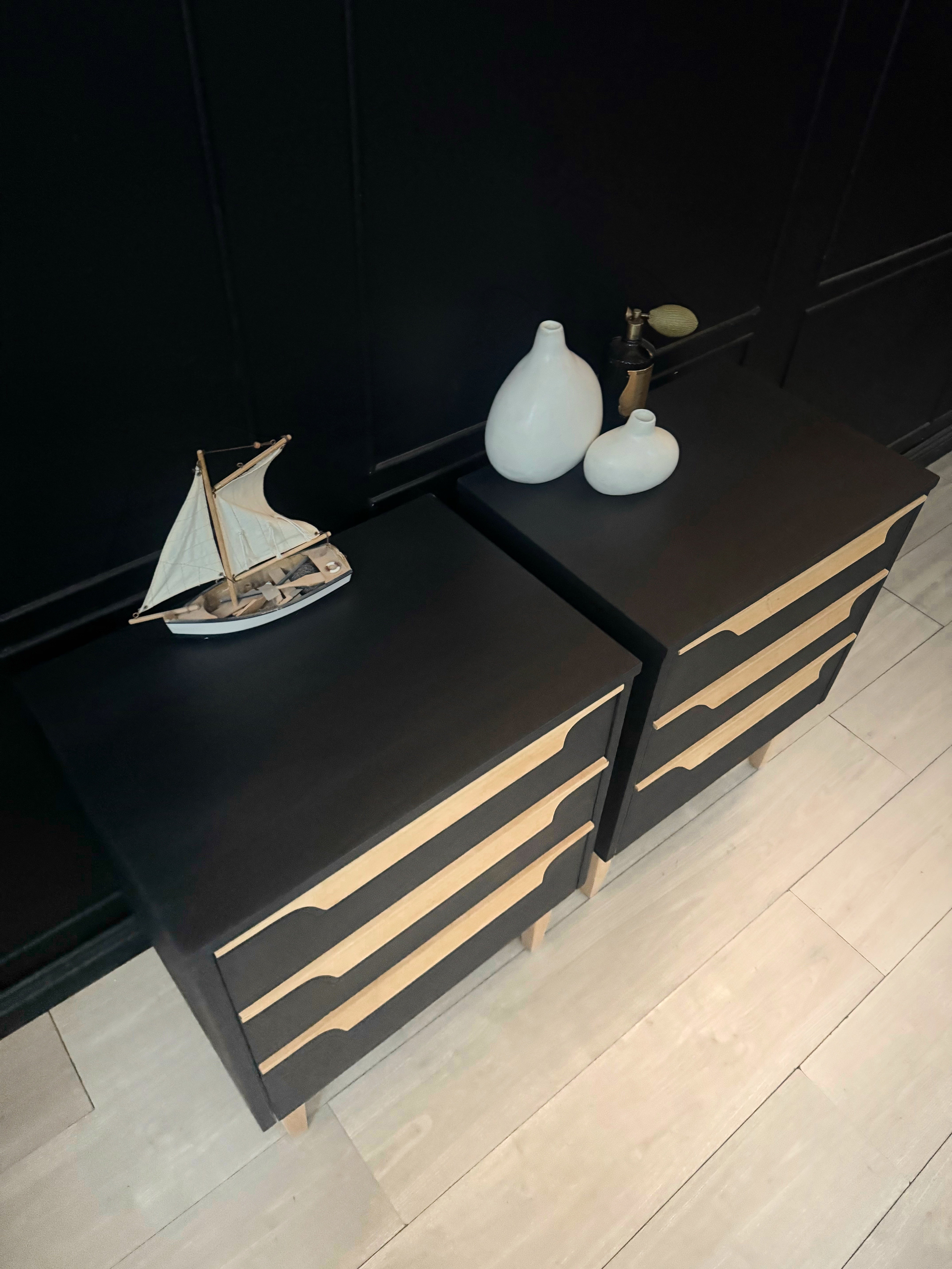 ‘Reliance Furniture’ bedside tables - dark blue