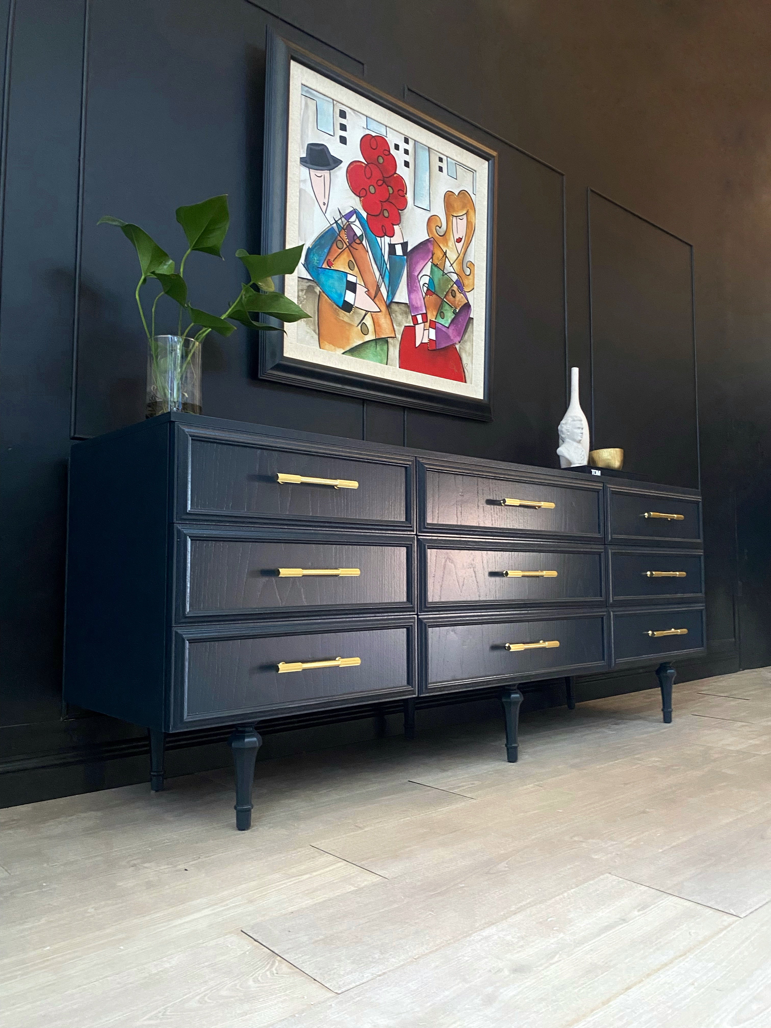 ‘Macrob Furniture’ dark blue dresser