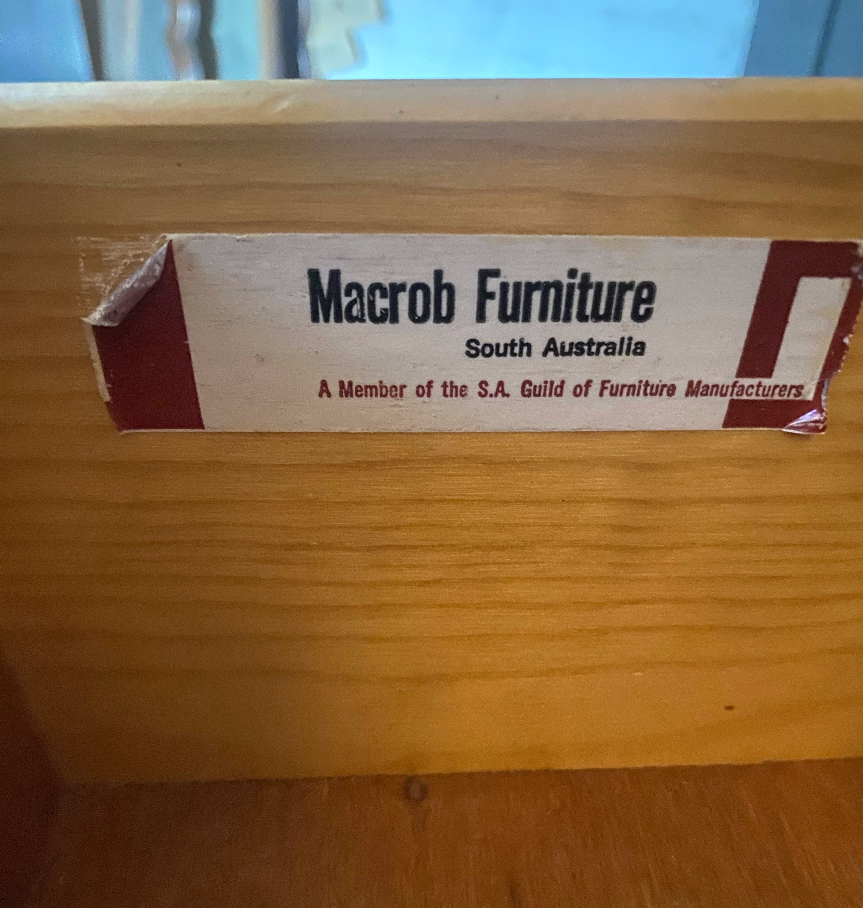 ‘Macrob Furniture’ dark blue dresser