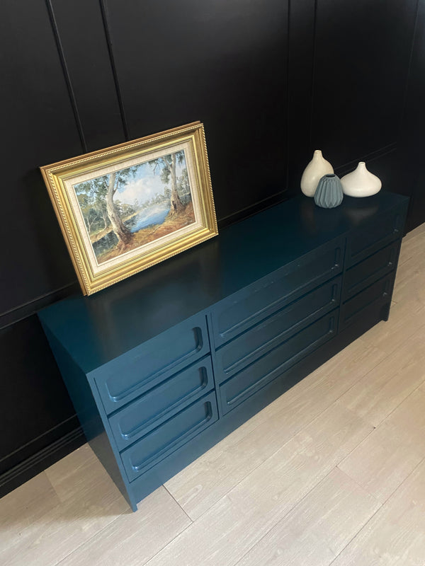 Mid-century dresser dark blue, view 4