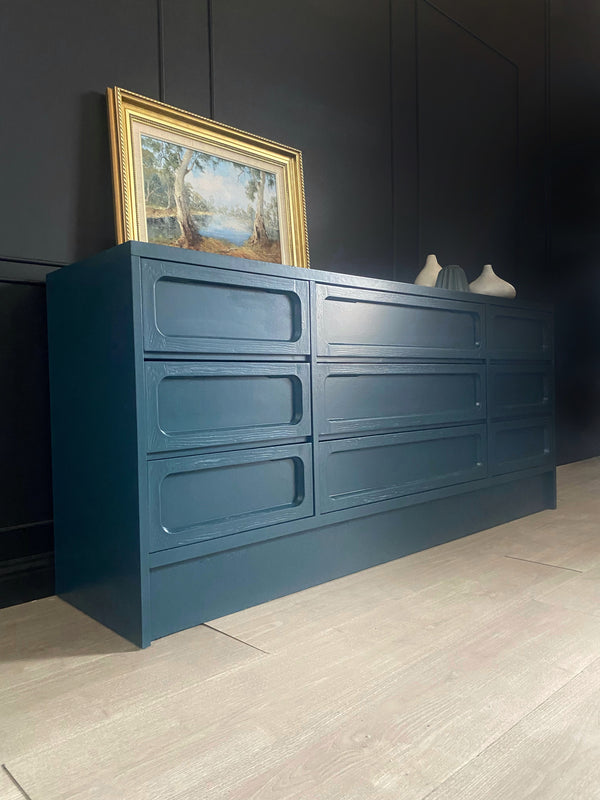 Mid-century dresser dark blue, view 2