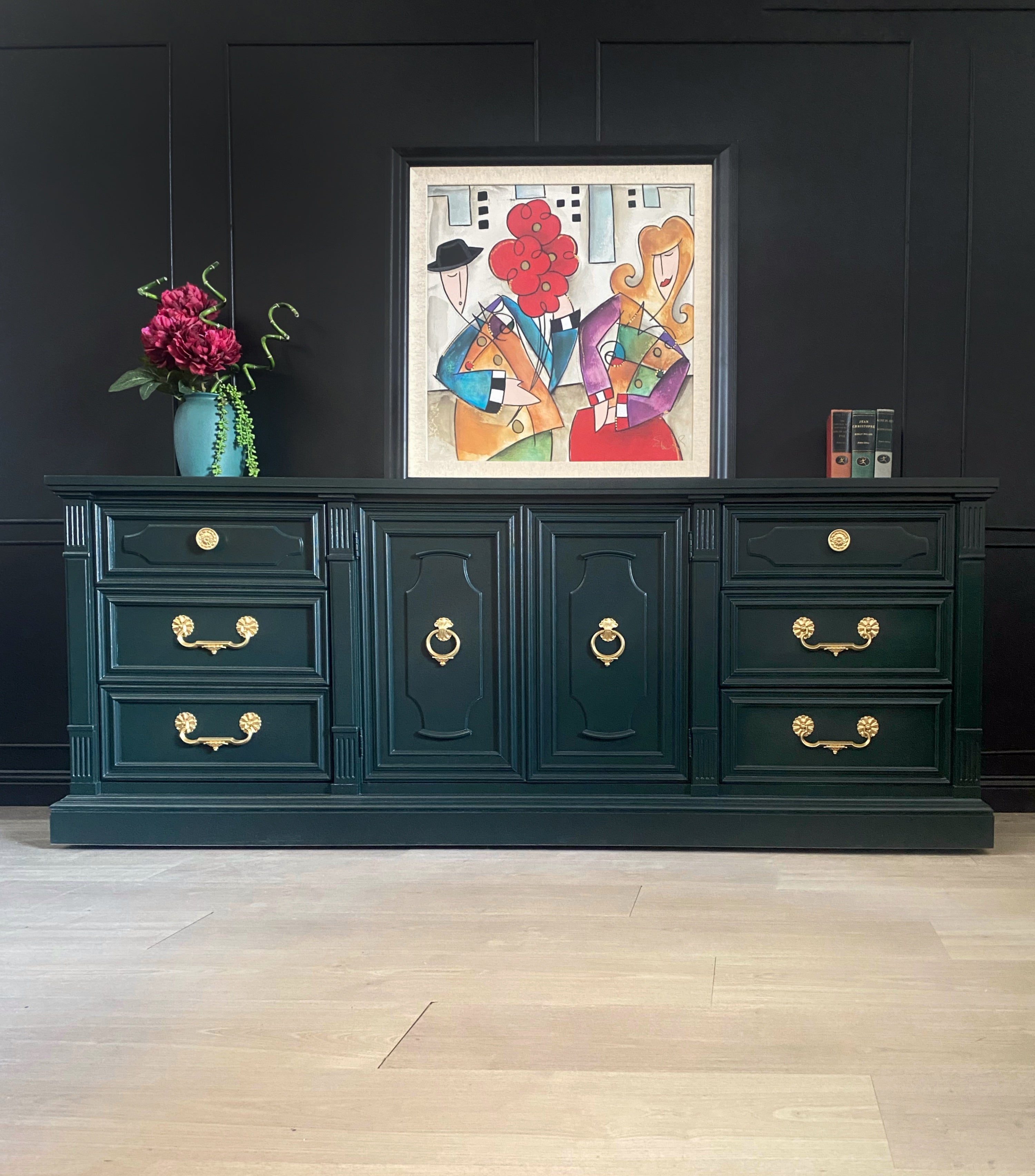 Stunning ‘DREXEL FURNITURE’ dark green dresser / sideboard / buffet