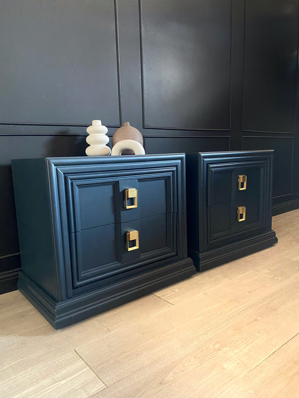 Thomasville bedside tables dark blue